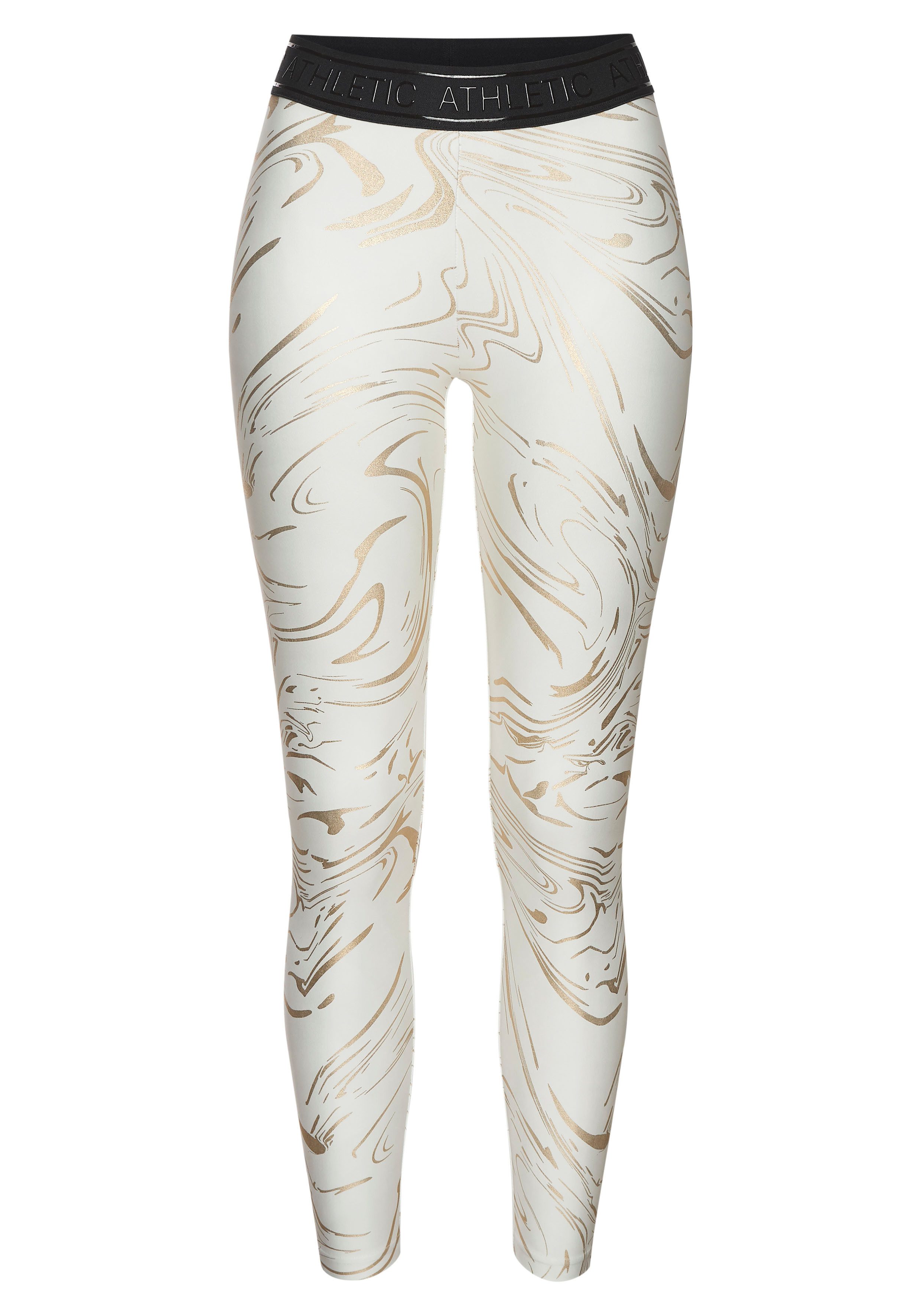 active by Lascana Functionele legging Sportleggings met glanzende print en 3D-tekst