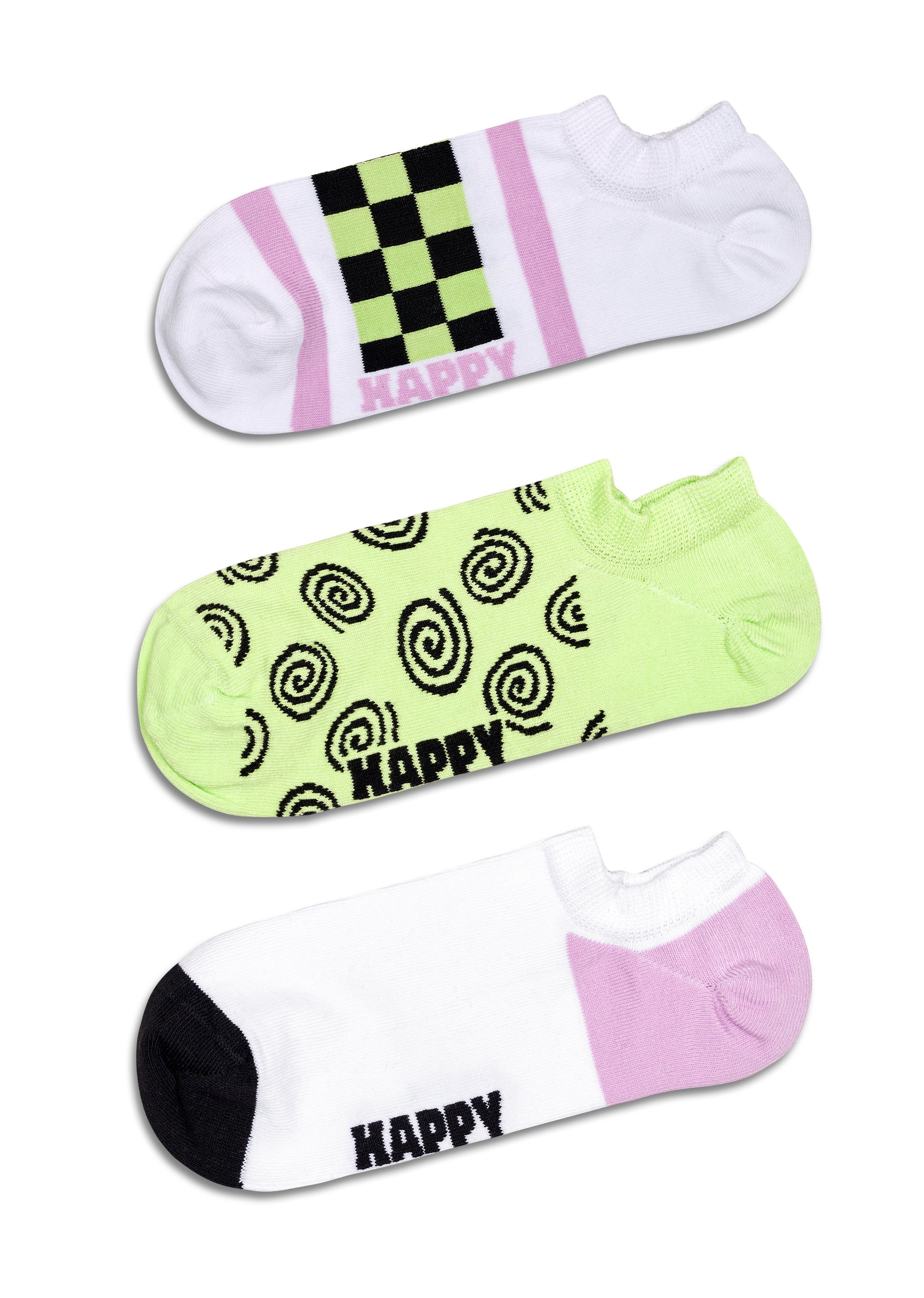 Happy Socks Sneakersokken met speelse motieven (3 paar Set van 3)