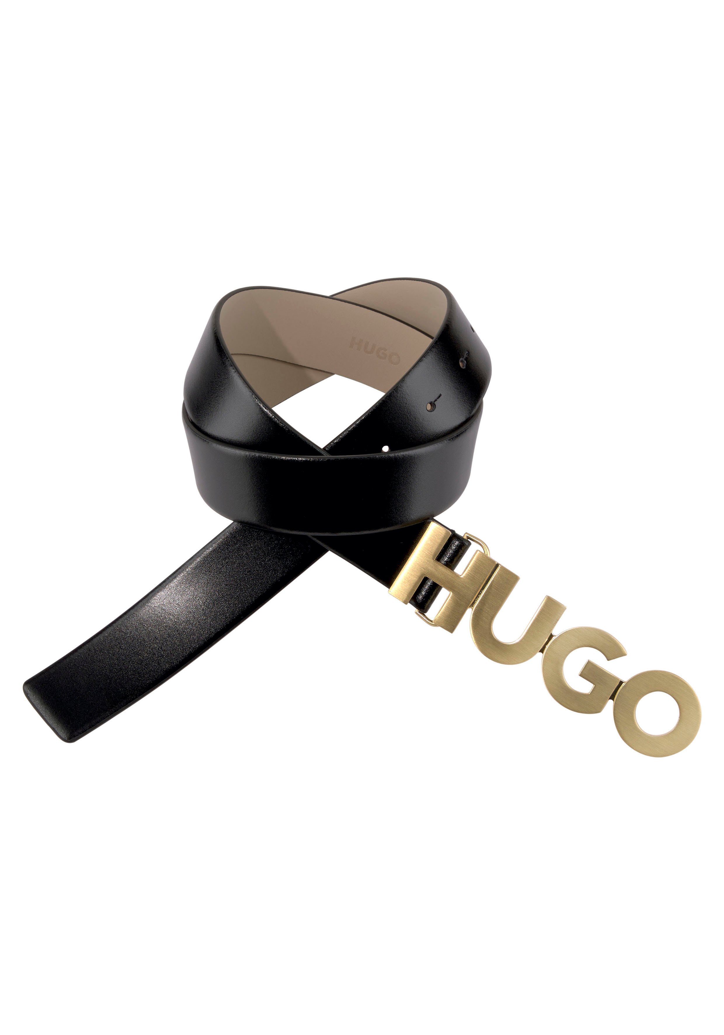 HUGO Leren riem met logogesp