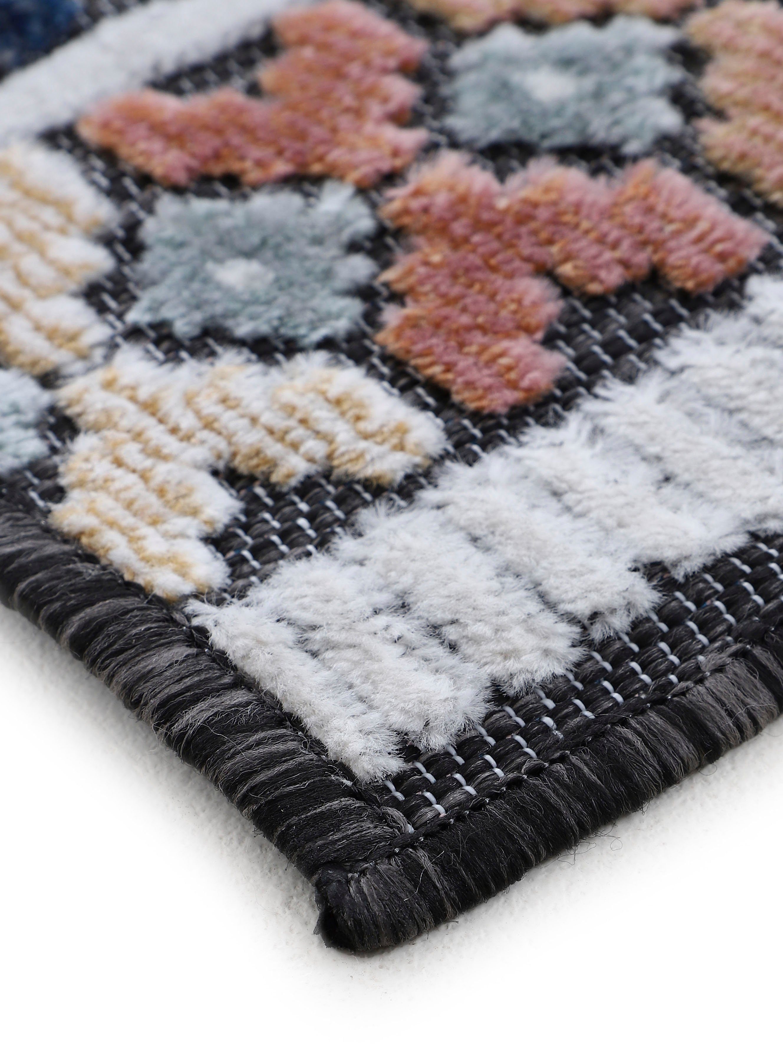carpetfine Vloerkleed Deja 103 robust vlakweefsel, motief - florale palmbladeren, hoog-laag effect