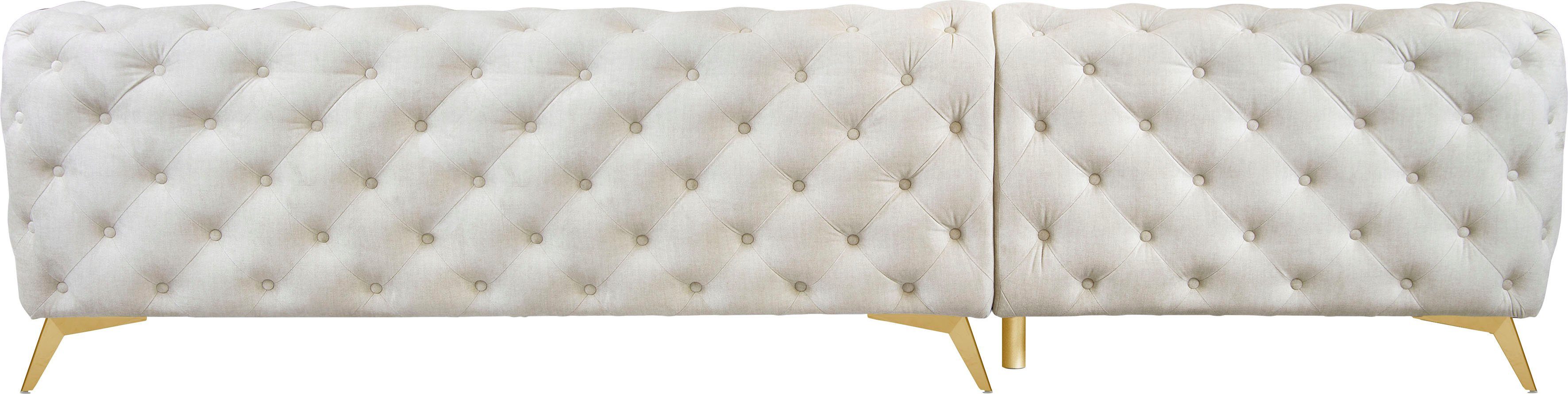 Leonique Chesterfield-bank Glynis L-vorm luxueuze capitonnage, moderne chesterfield look, kleur van de poten ter keuze