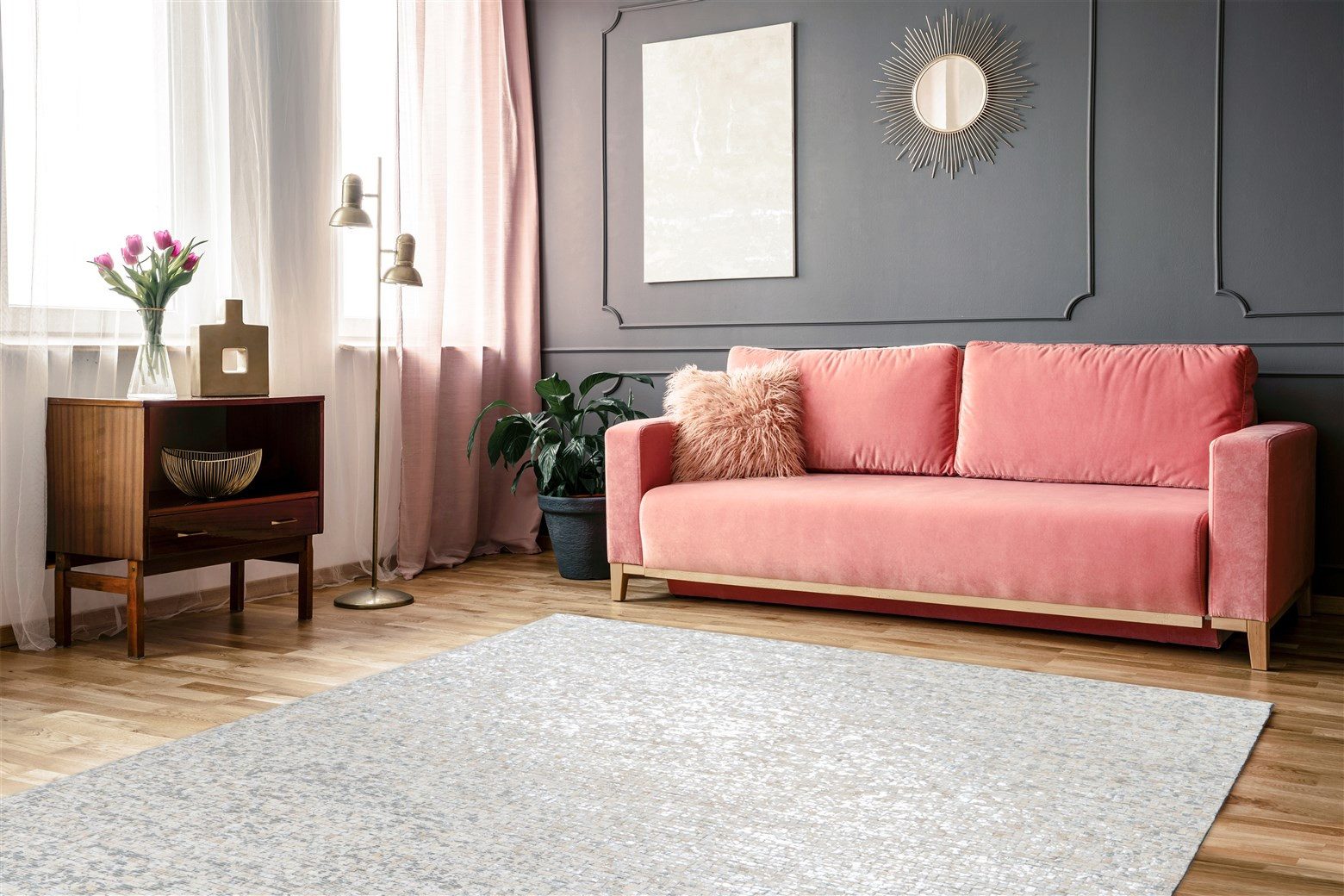 aRTE ESPINA Vloerkleed Finish 100 natuurlijk lederen tapijt, met glanzende metallic kleur, rug van vilt