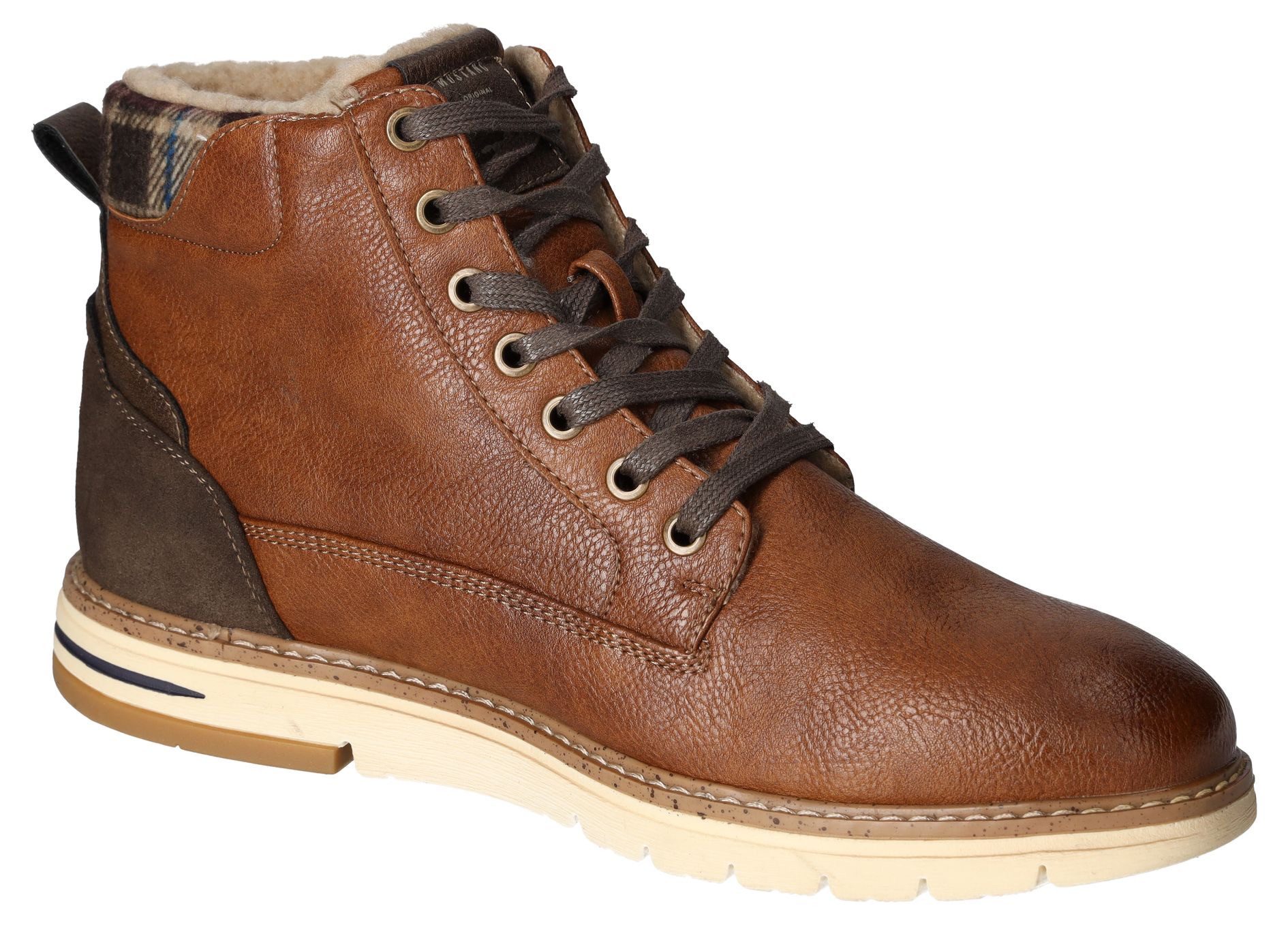 Mustang Shoes Winterlaarzen , veterschoenen, casual enkellaars met geruite inzet aan de schacht