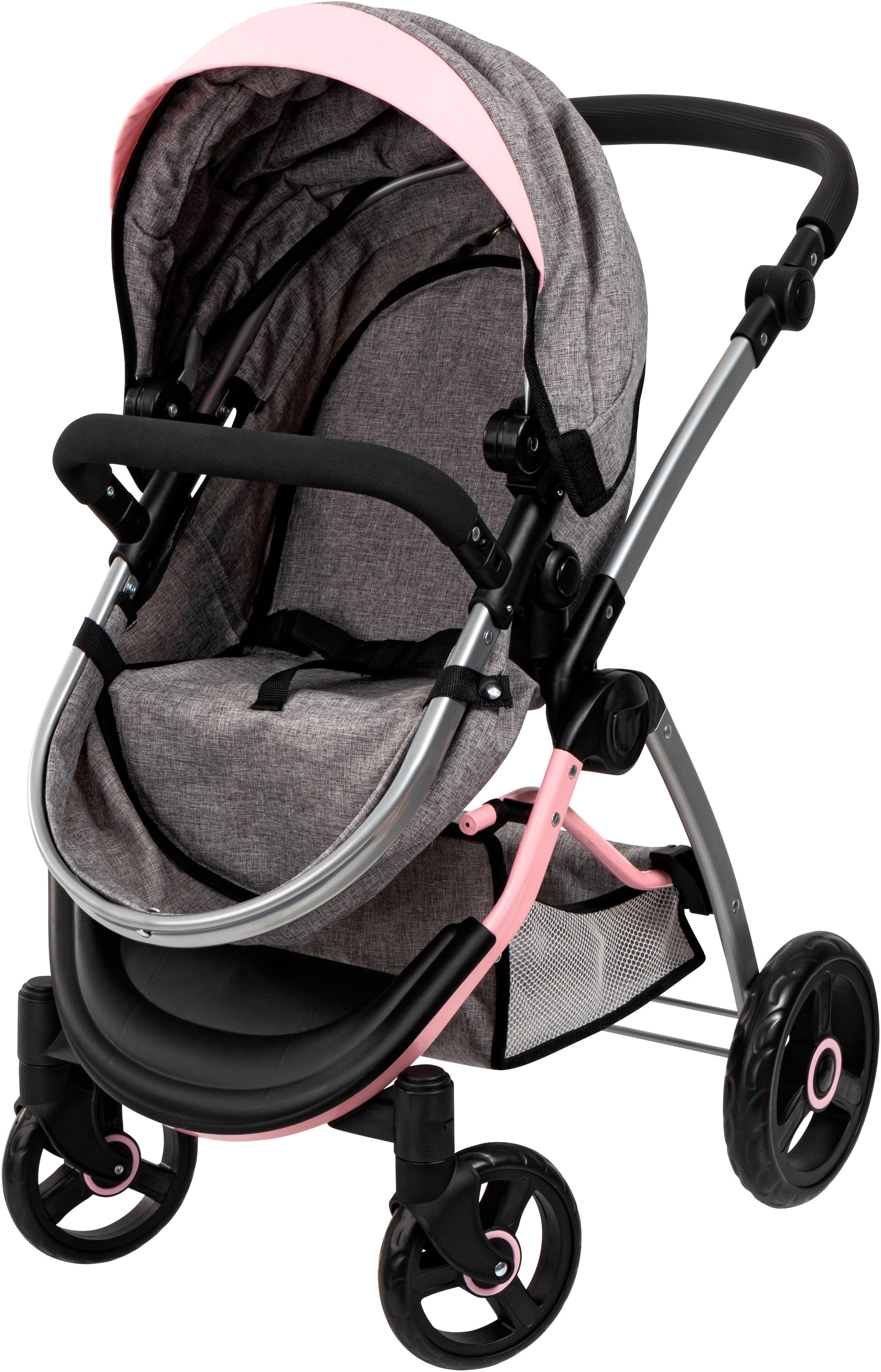 Bayer Combi-poppenwagen City Max grijs/roze