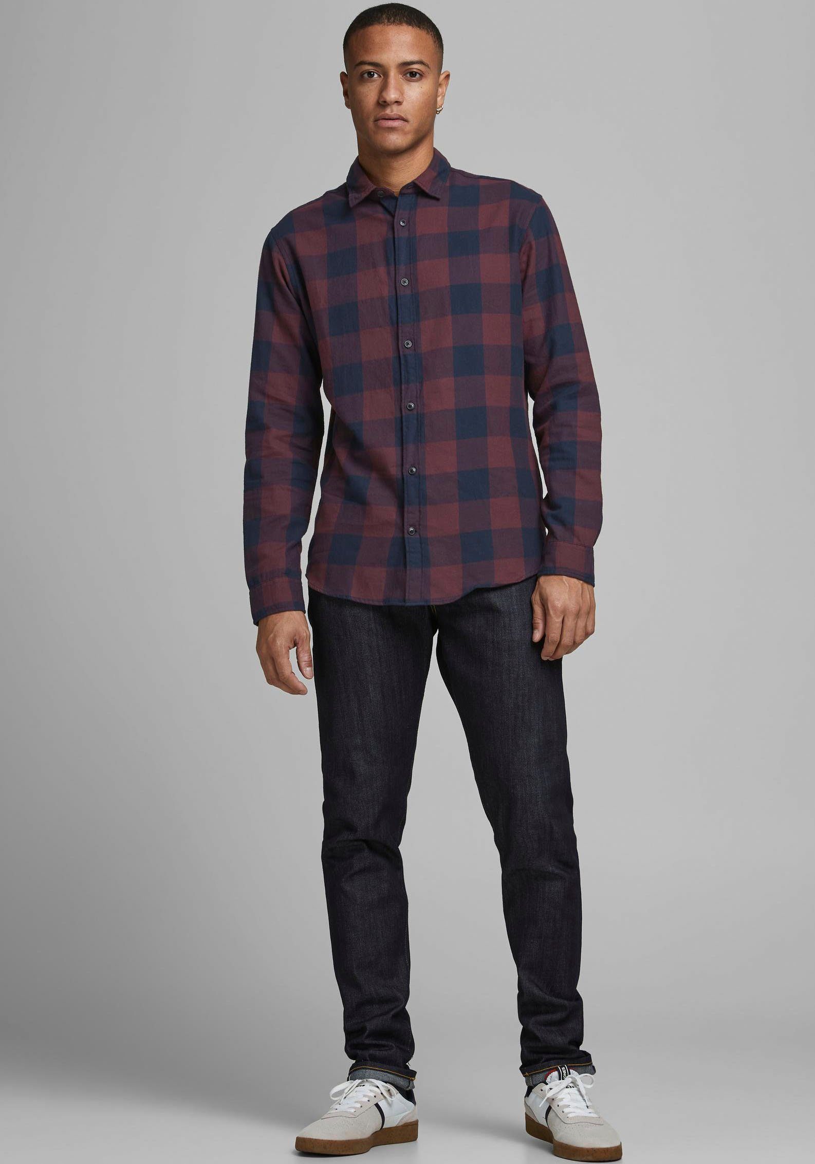Jack & Jones Geruit overhemd JJ JJEGINGHAM TWILL SHIRT L/