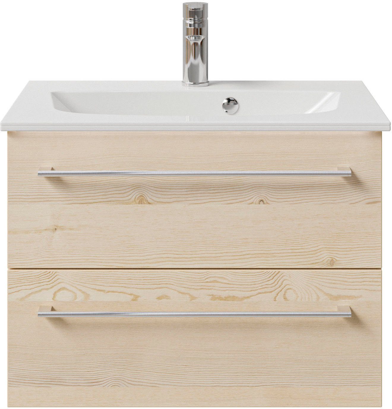 Saphir Wastafelonderkast Serie 6025 mineraalmarmeren wastafel met onderkast, 67 cm breed (2-delig)