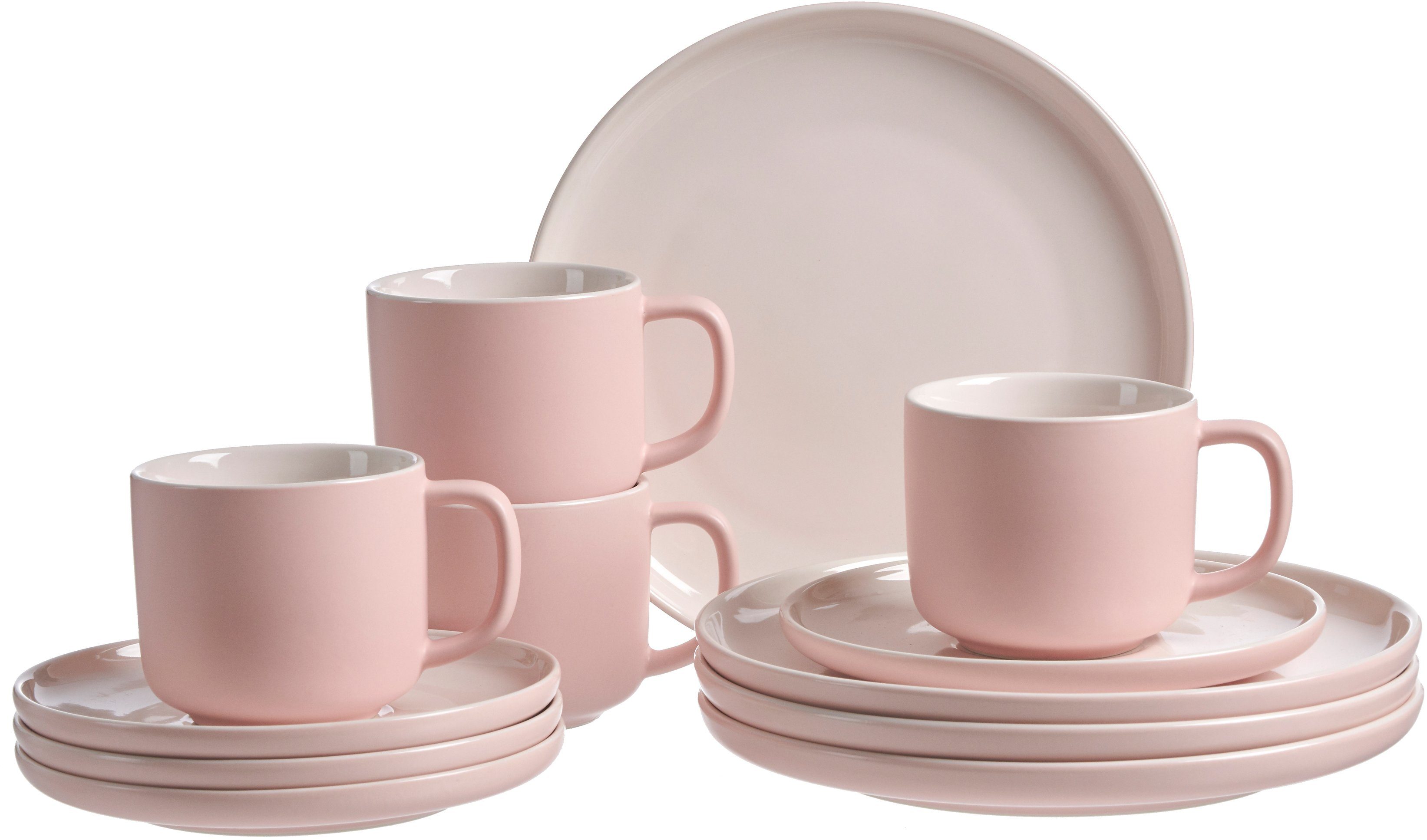 Ritzenhoff & Breker Koffieservies Serviesset, servies Jasper Scandinavische stijl, 12 delen, voor 4 personen (set, 12-delig) serviezen roze