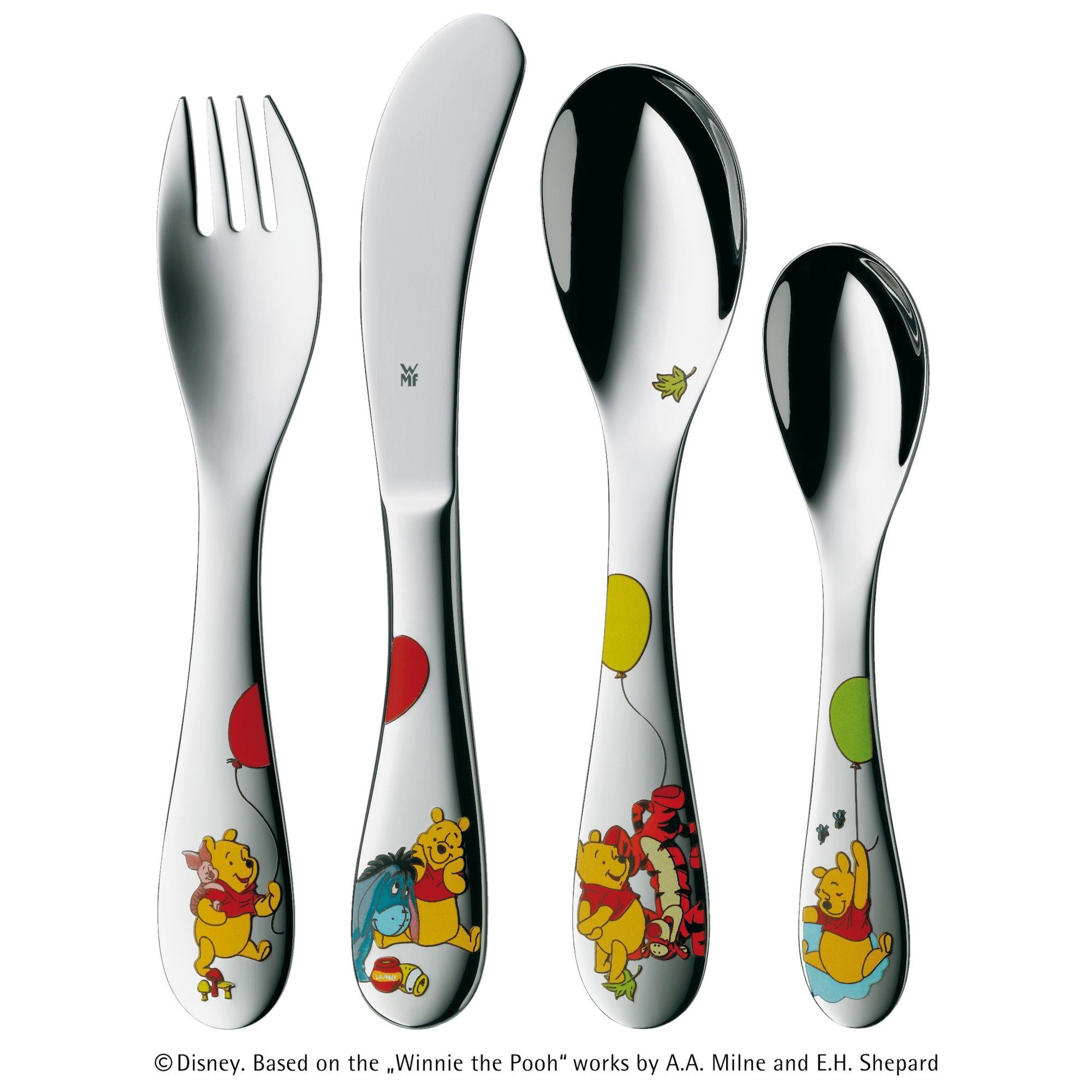 WMF Kinderbestek Winnie Pooh Kindermes met lichte golfsnede (set, 4-delig)