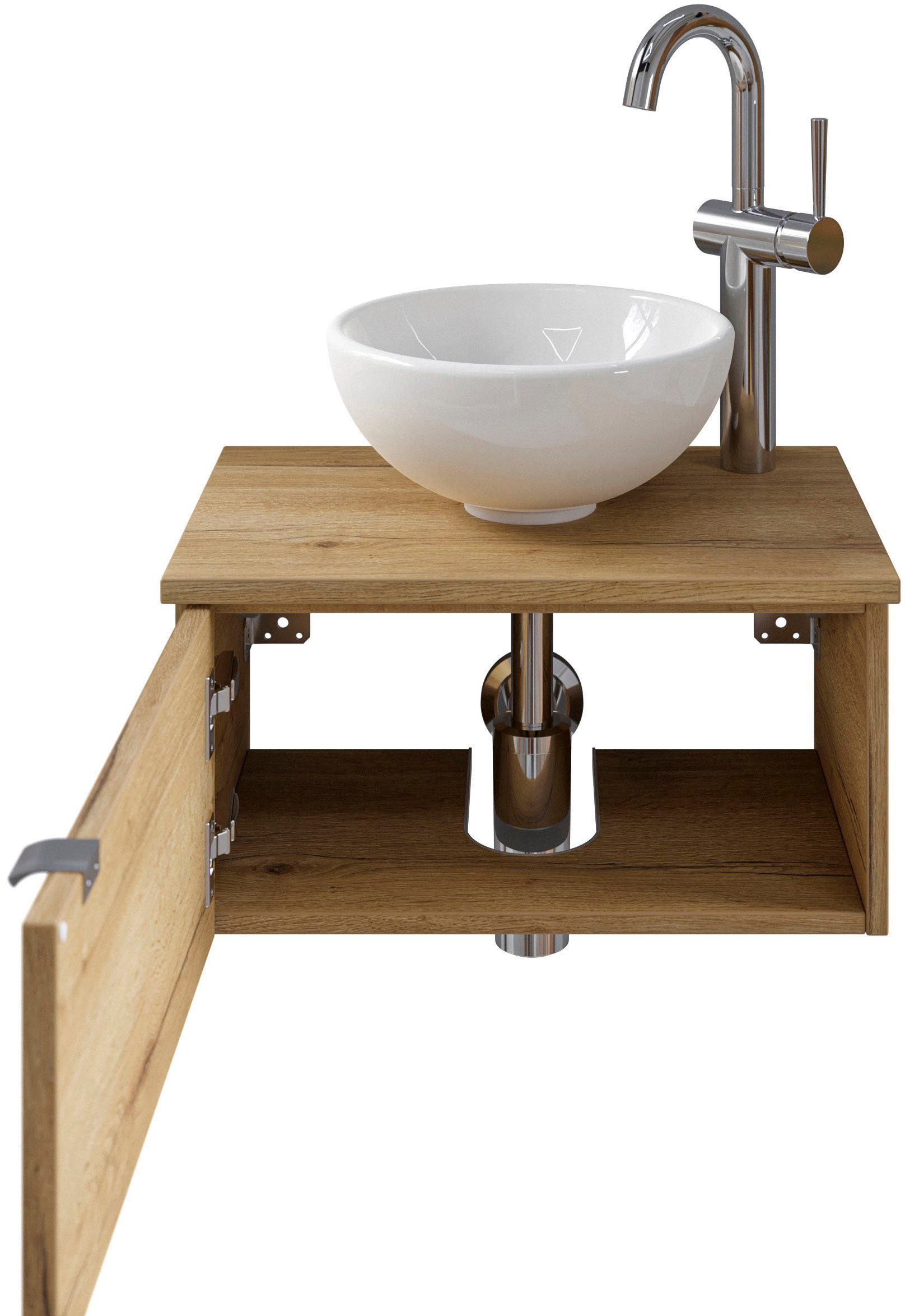 Saphir Wastafelonderkast Serie 6915 wastafel met onderkast voor gastenbadkamer, tweede toilet (3-delig)