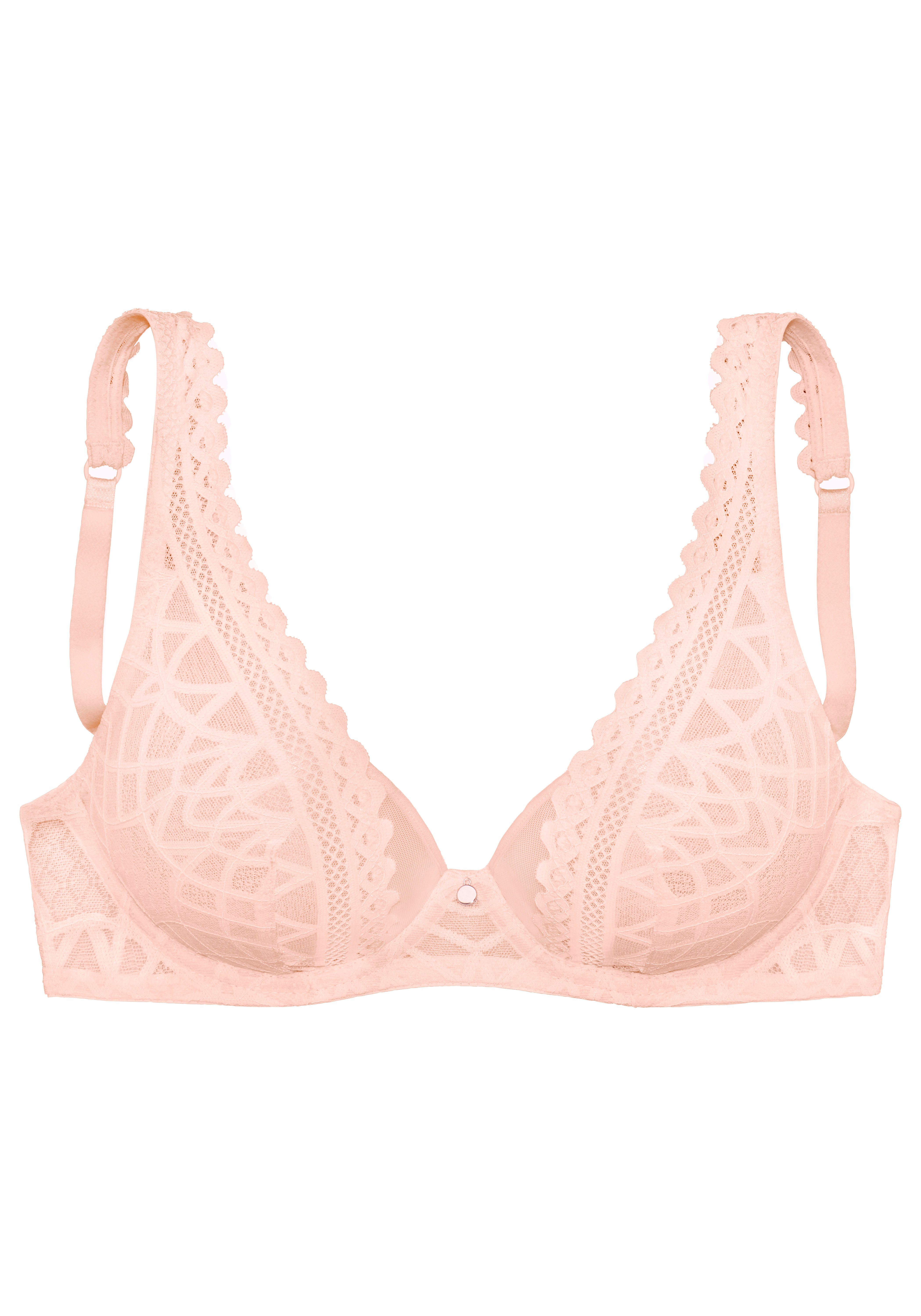 s.Oliver RED LABEL Beachwear Beugel-bh Milene in chique high-apex look van grafische jacquardkant sexy lingerie