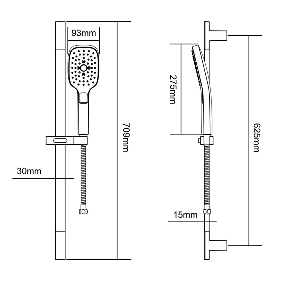 Marwell Slang en handdouche Quattro 1/2 inch (complete set)