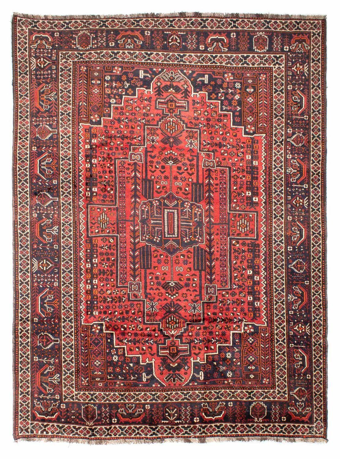 morgenland Wollen kleed Shiraz medaillon rosso 295 x 218 cm Uniek exemplaar met certificaat