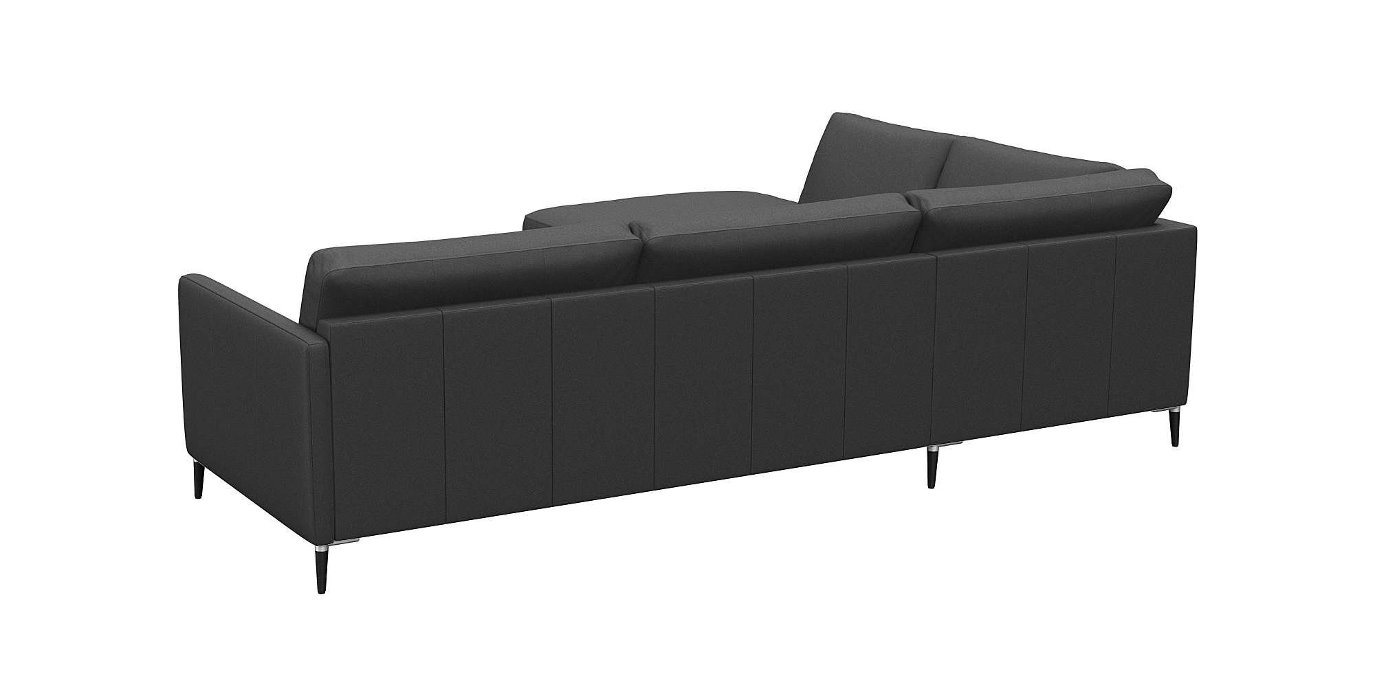 FLEXLUX Hoekbank Fiore, L-vorm smalle armleuningen, koudschuim, poten aluminium + zwart