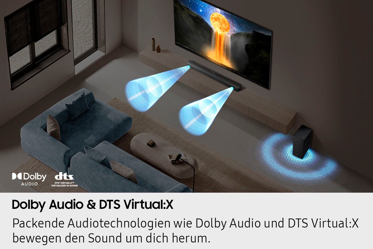 Samsung Soundbar HW-B460GF/ZG soundbar 2.1-kanaal geluidssysteem, dolby audio i dts virtual:x, bass-boost-modus
