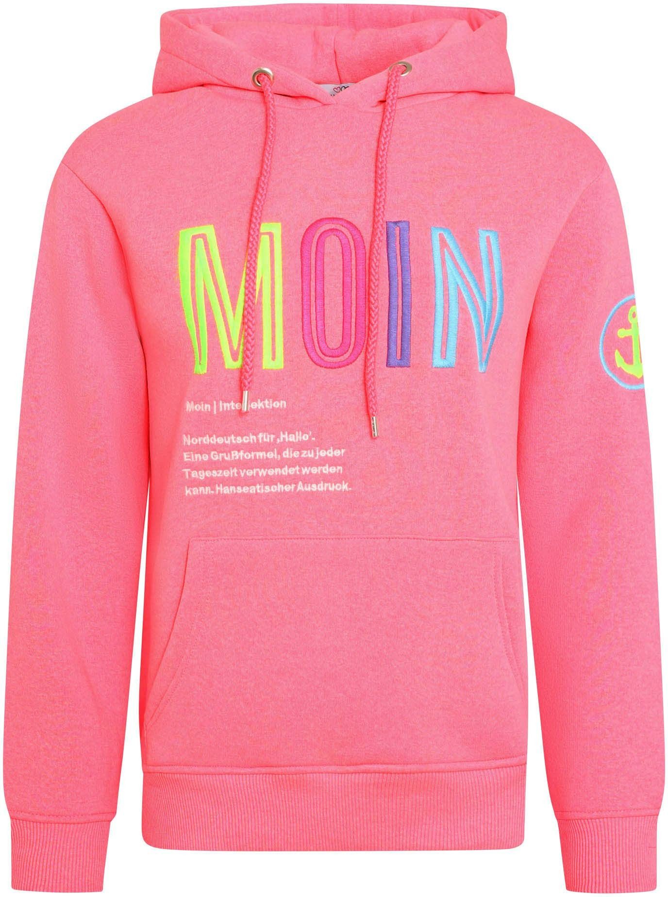 Zwillingsherz Sweatshirt met capuchon, print aan voorkant, neon details