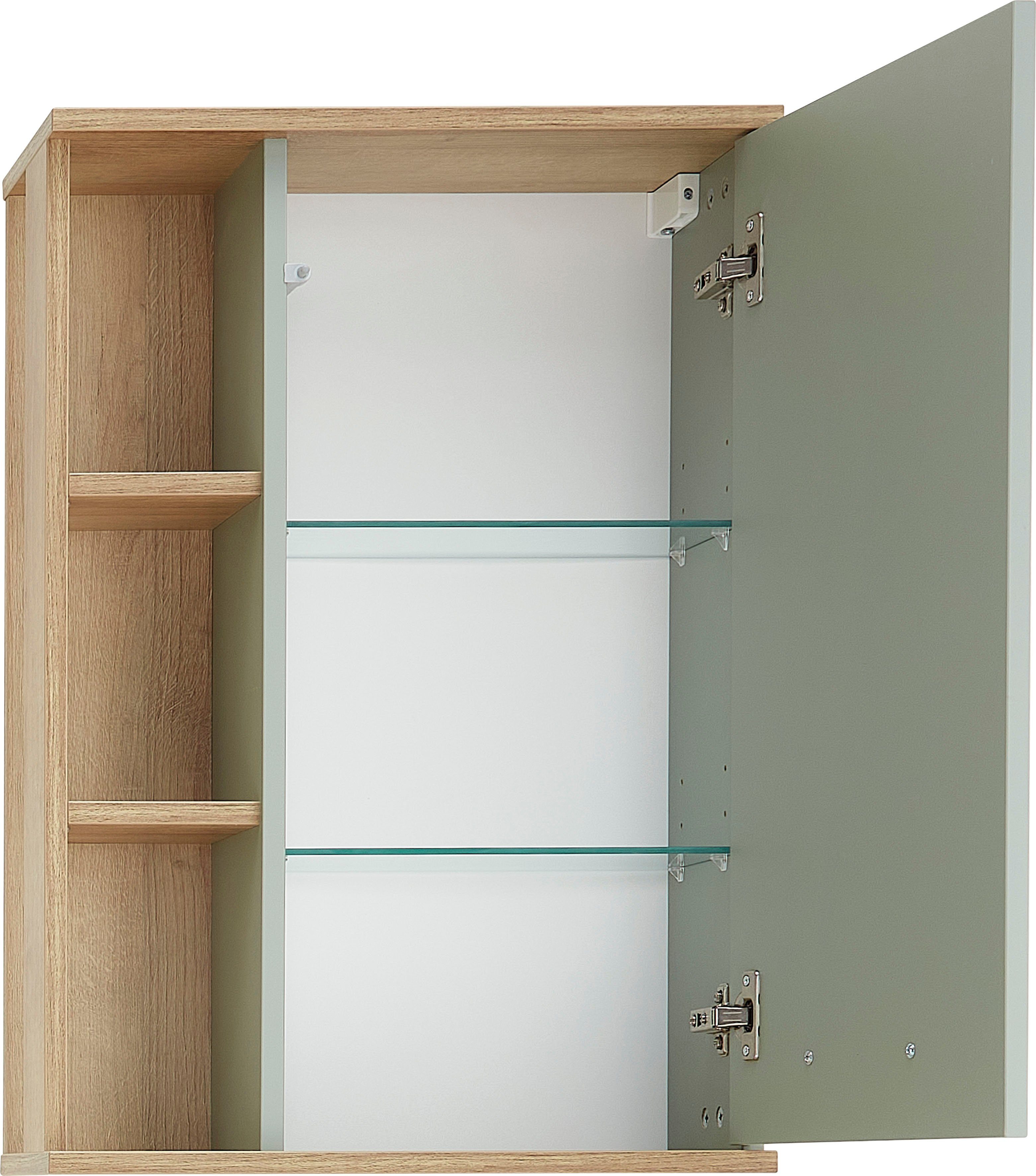 Saphir Hangend kastje Quickset badkamerkast 50,5 cm breed met 1 deur en 2 glazen legplanken