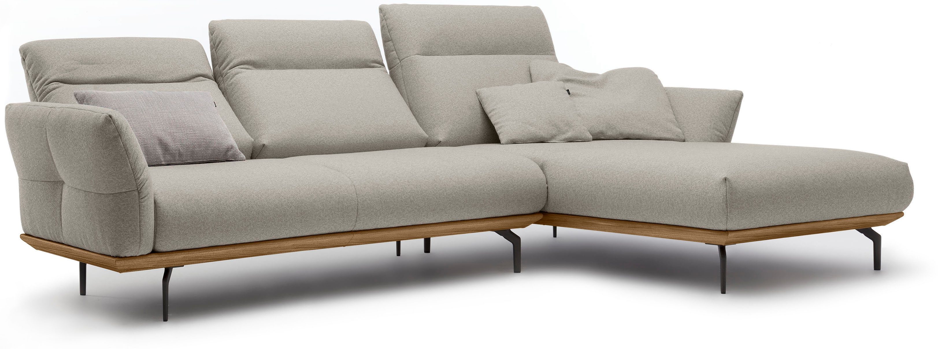 Creation BY ROLF BENZ Hoekbank Hs.460 Sokkel in walnotenhout, onderstel in umbra grijs, breedte 298 cm