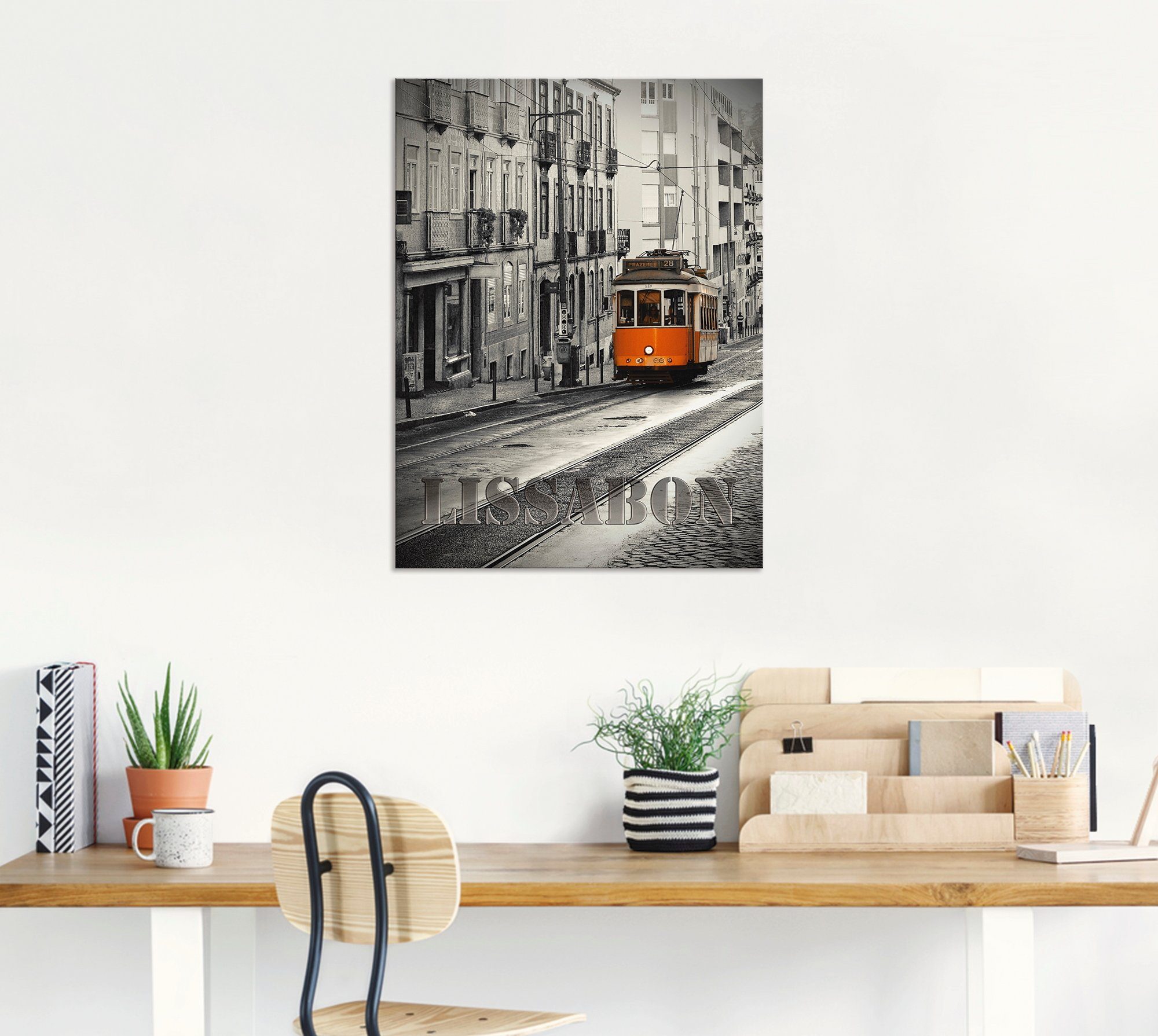 Artland Aluminium dibond print Lissabon - lijn 28 geschikt voor binnen en buiten, buitenafbeelding