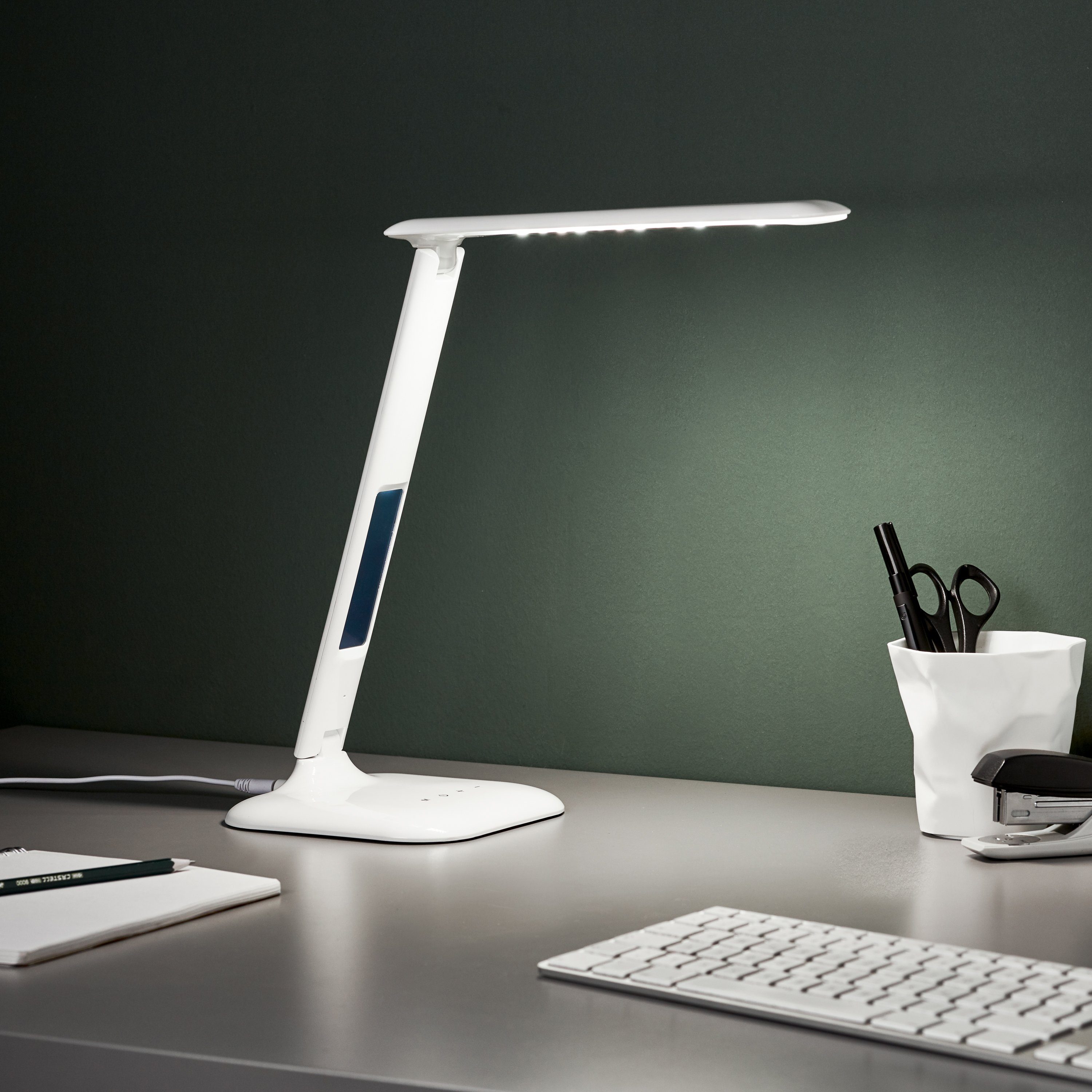 Brilliant Leuchten Led-bureaulamp GLENN 55 cm hoogte, touchdimmer, usb-aansluiting, kunststof/metaal (1 stuk)