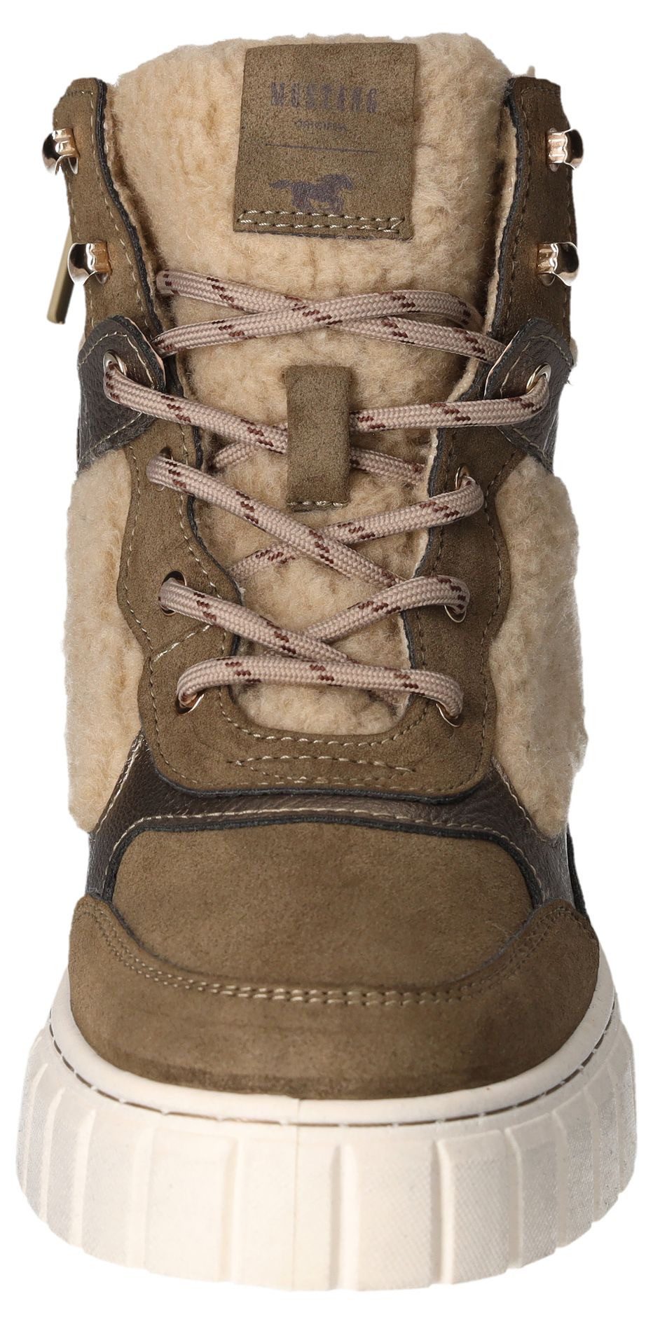 Mustang Shoes Winterlaarzen plateau veterschoenen enkellaars met teddy-voering