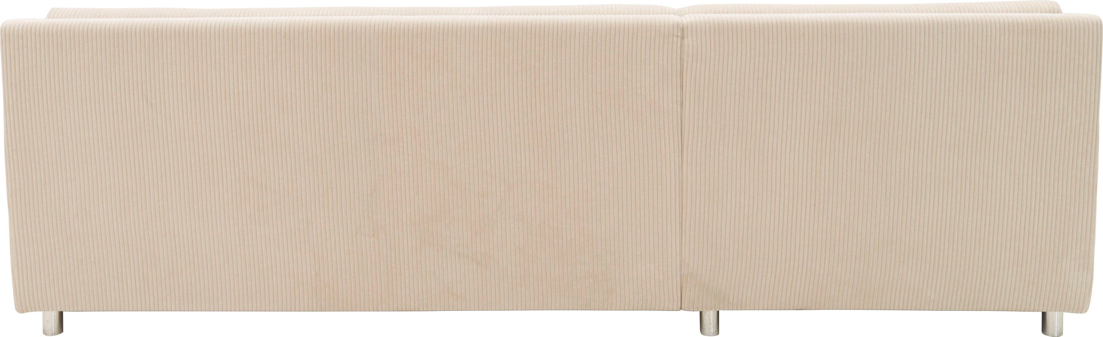 DOMO collection Hoekbank Treviso veel bekledingen, ook in cord, L-vorm, B/D/H: 267/80/83 cm optioneel met slaapbank functie, incl. sierkussens, hoogwaardig doorgestikt patroon