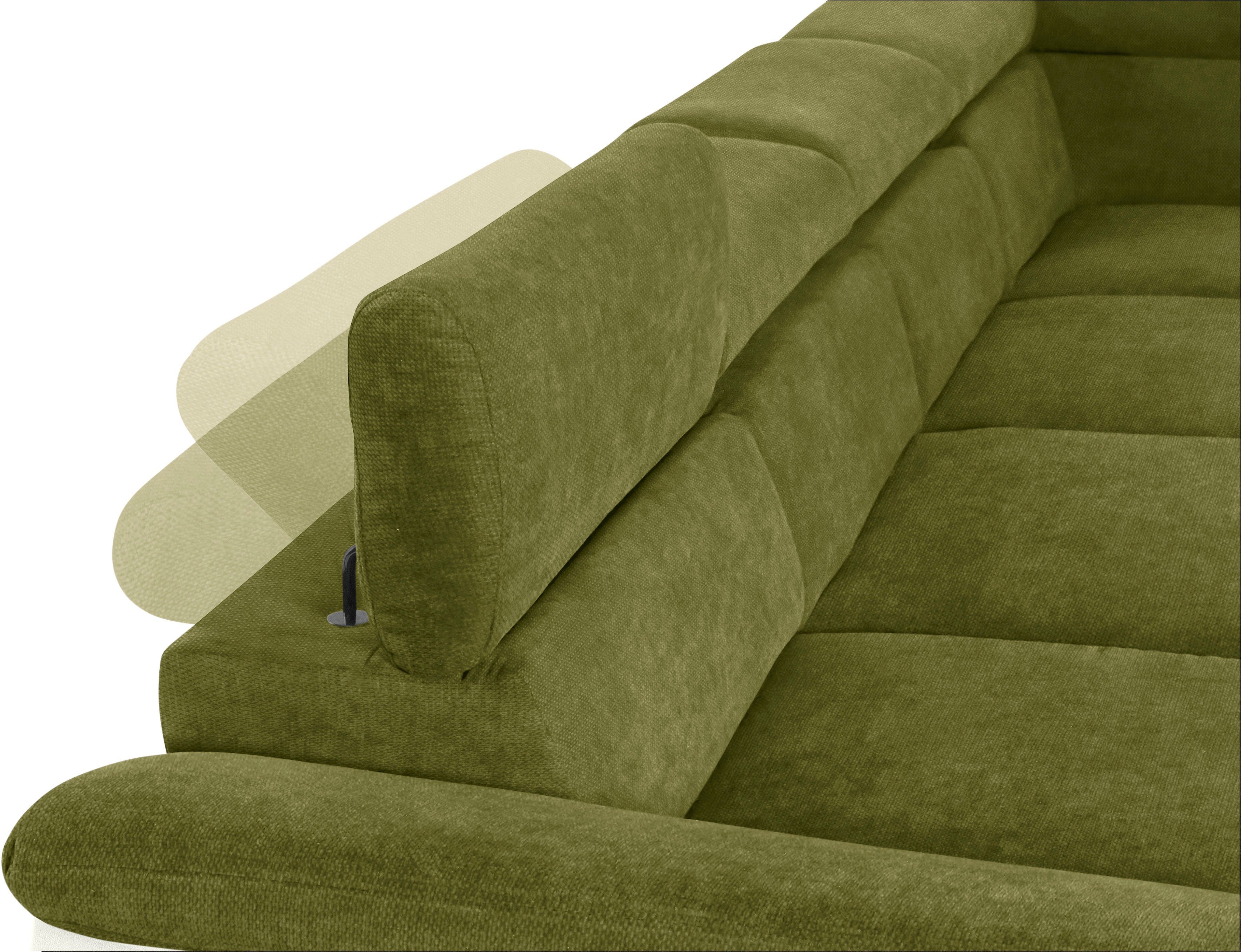 COTTA Zithoek Komaris U-Form, B: 320 cm keuze met bedfunctie, bedlade & verlichting