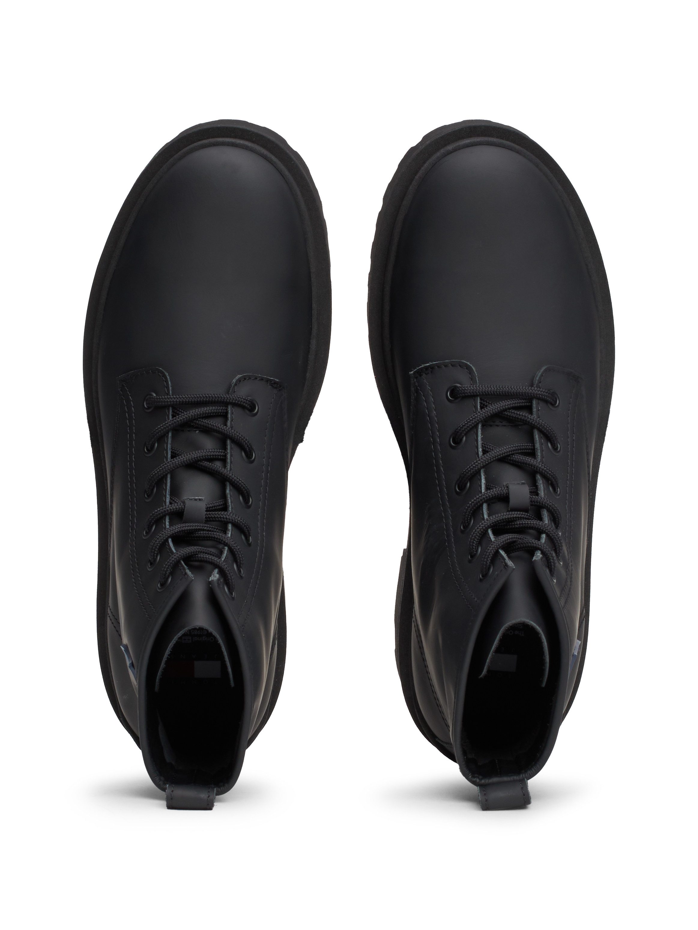TOMMY JEANS Veterschoenen TJM LEATHER LACE UP BOOT hakken, veterschoenen met zijlogo-vlag