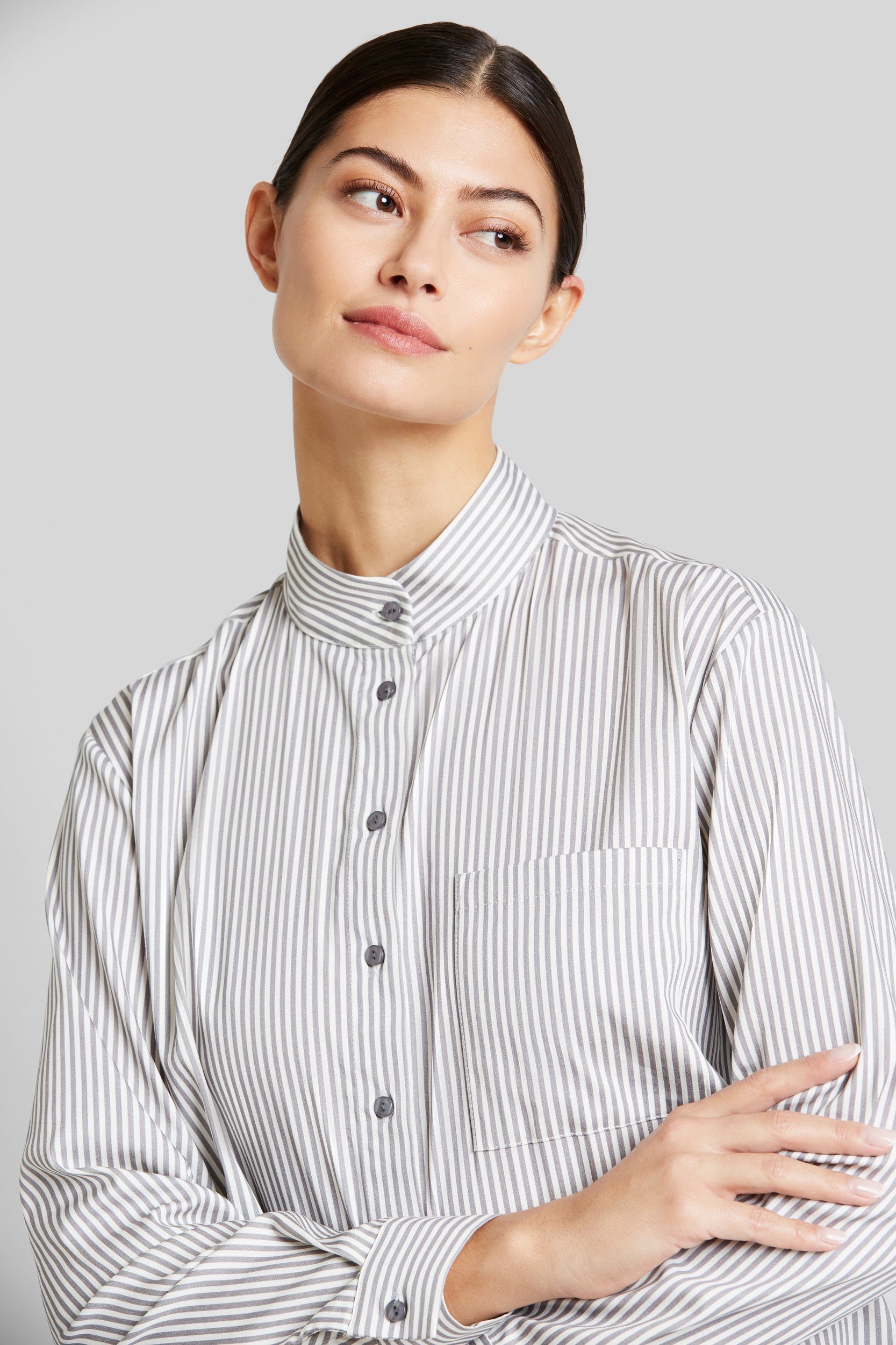 Bugatti Blouse met lange mouwen van elastische katoenmix