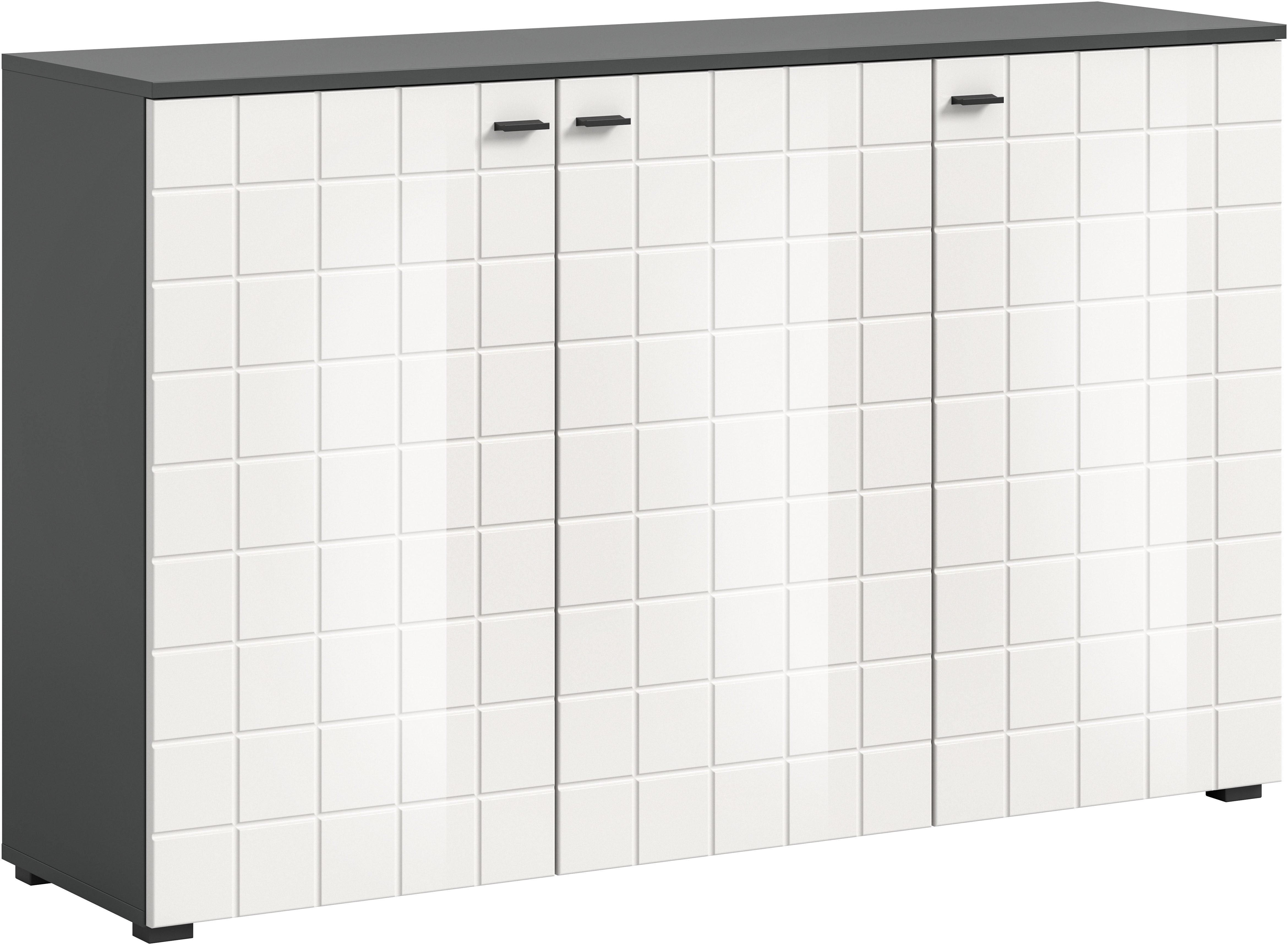 INOSIGN Dressoir Gora, Breite 138 cm, gefräste Front in Waffeloptik hochglanz