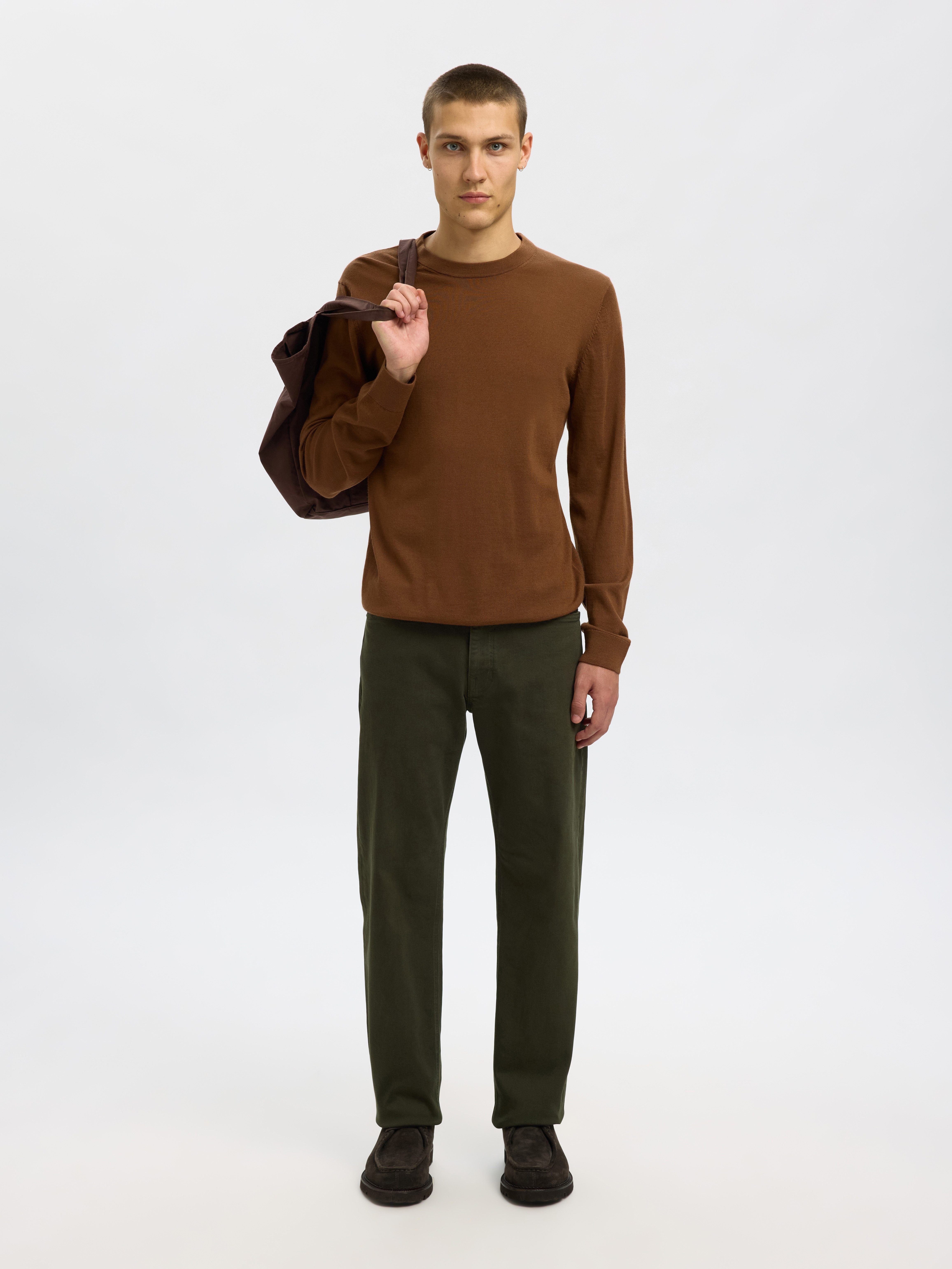 SELECTED HOMME Gebreide trui SLHTRAY LS KNIT MERINO CREW NECK NOOS