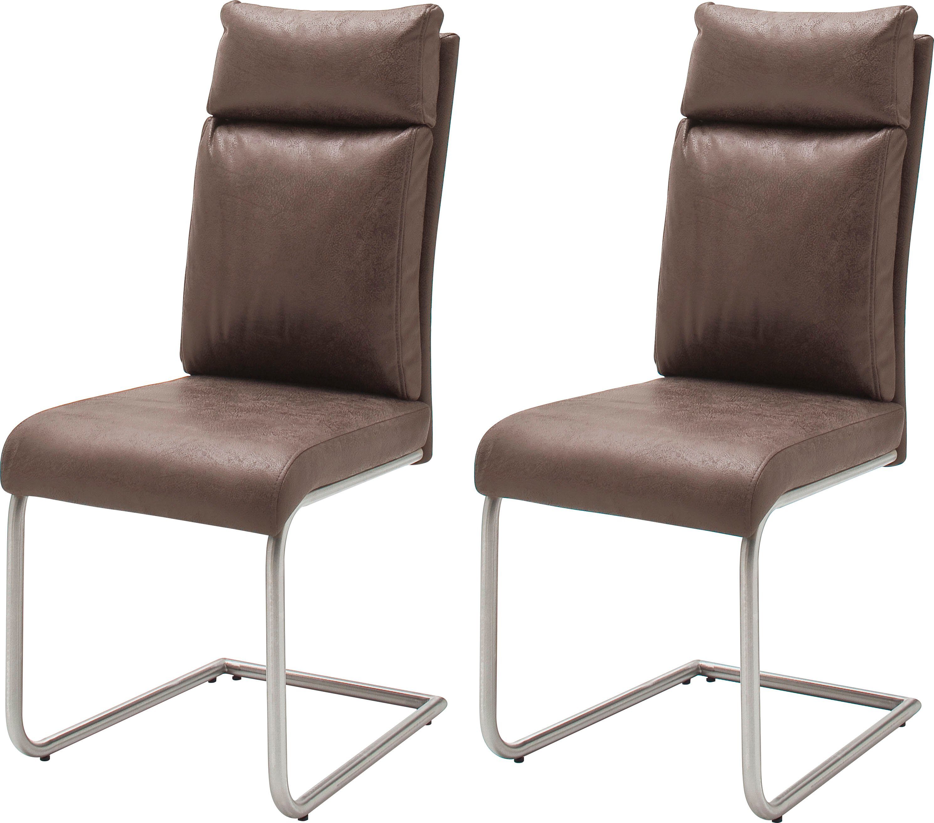 MCA furniture Vrijdragende stoel Pia Stoel belastbaar tot 120 kg, kussen-look (2 stuks) zweefstoelen bruin