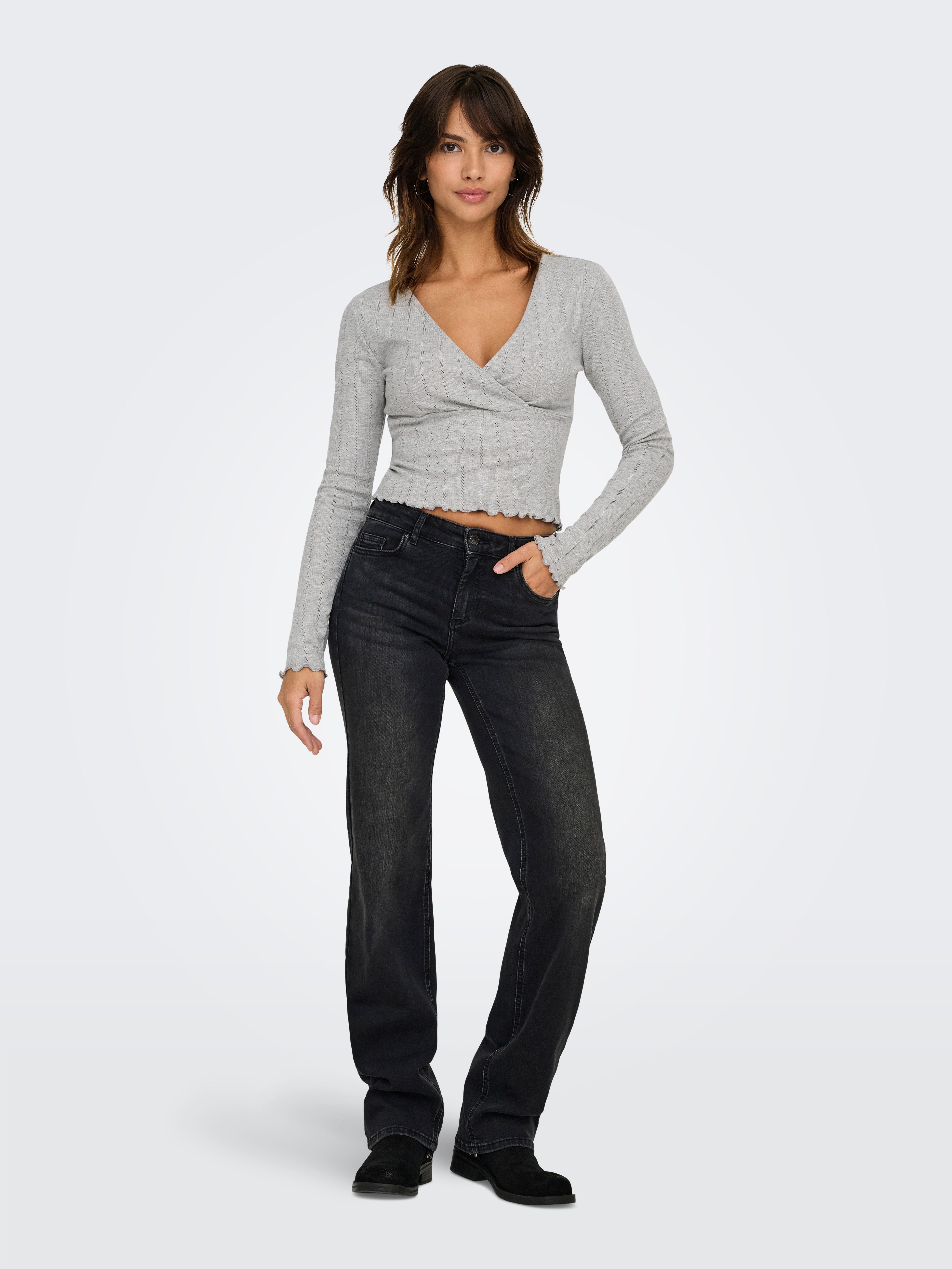 Only Shirt met lange mouwen ONLCARLOTTA L/S WRAP TOP JRS