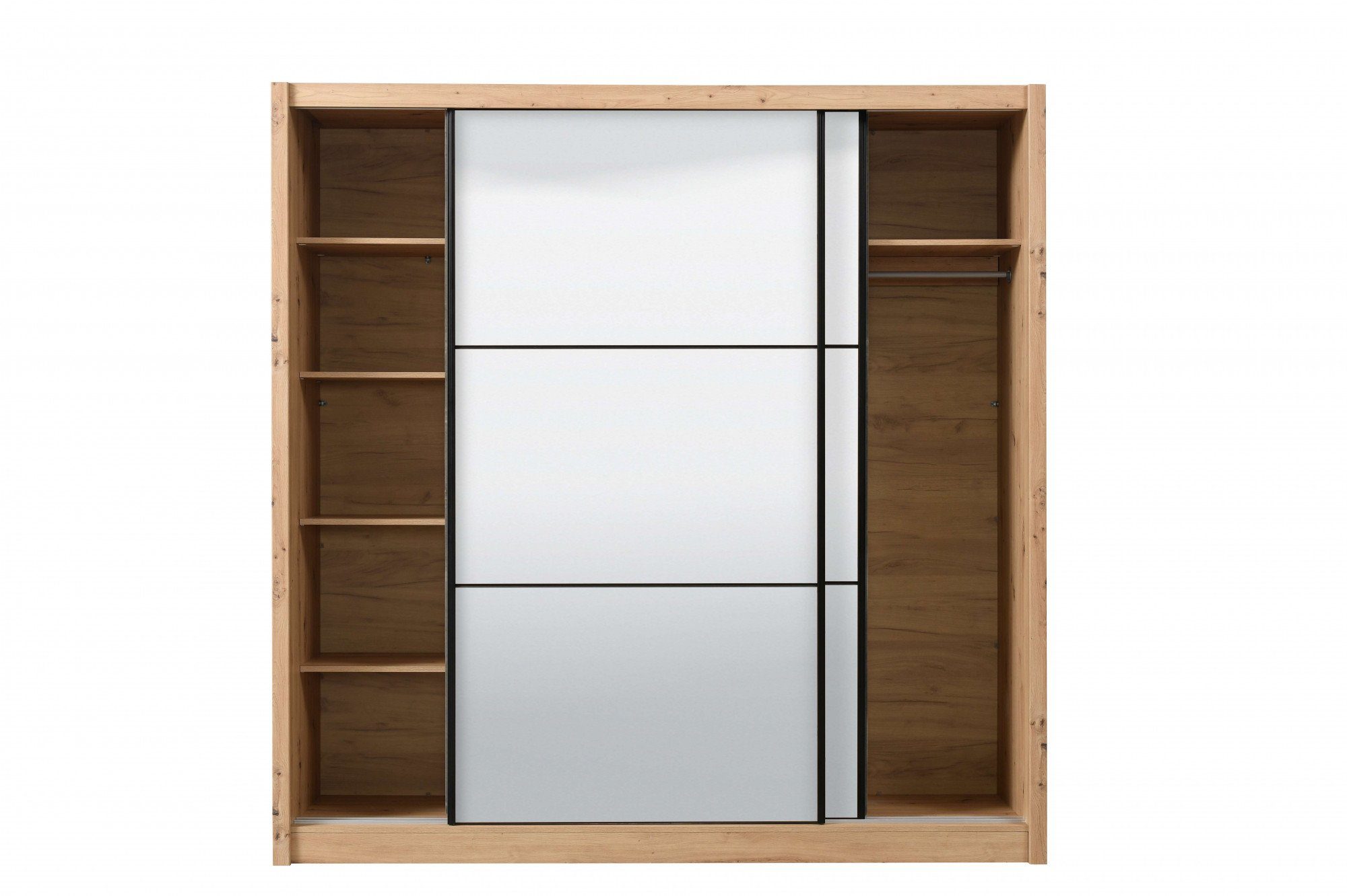 INOSIGN Schuifdeurkast Navara kledingkast met spiegel linnenkast met volledige spiegelfront, fsc®-gecertificeerd, 213,5x215,5x61cm