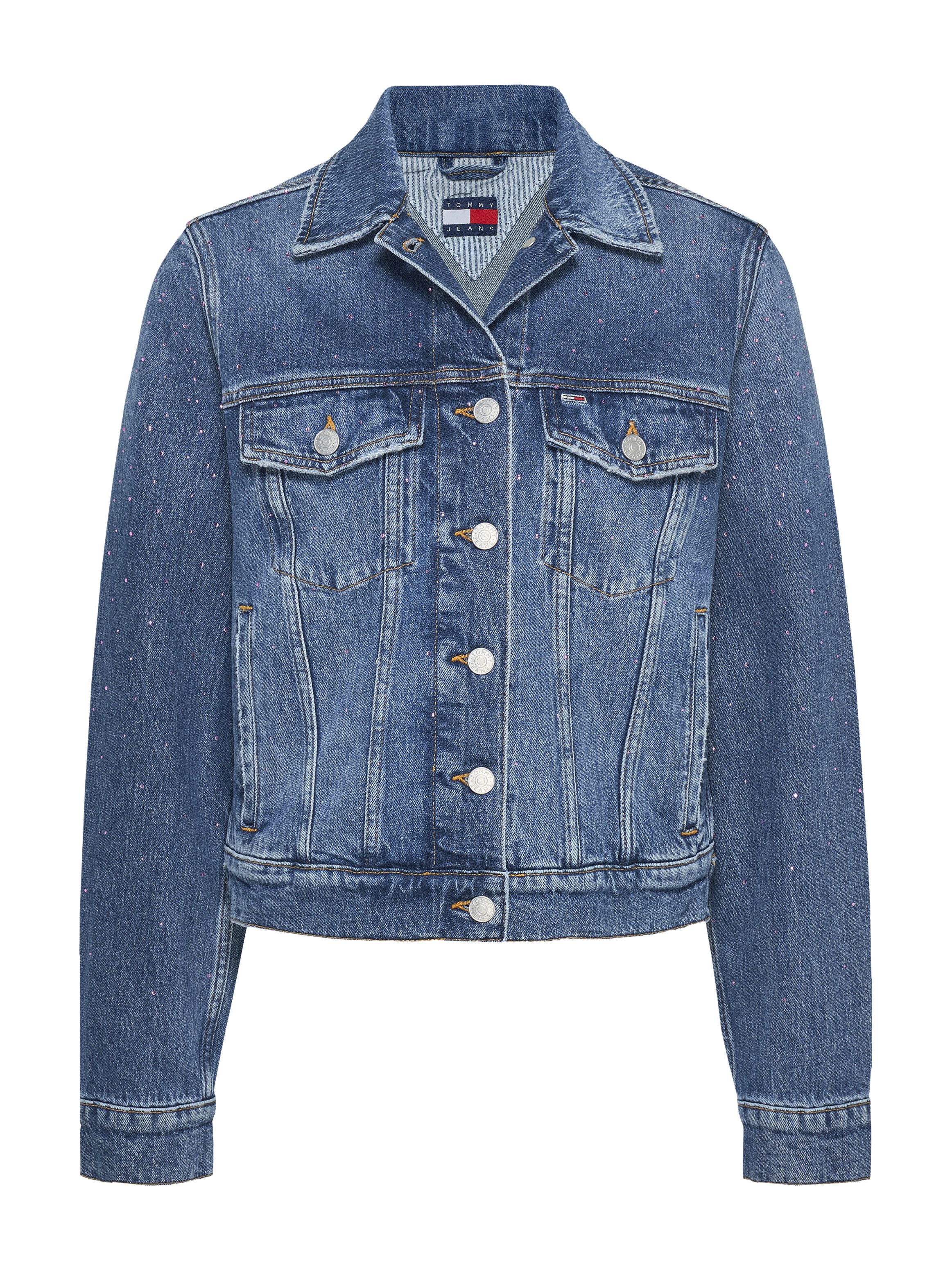 TOMMY Jeansjack CLASSIC TRUCKER JACKET AI6136 met typische trucker-details, met sierstenen