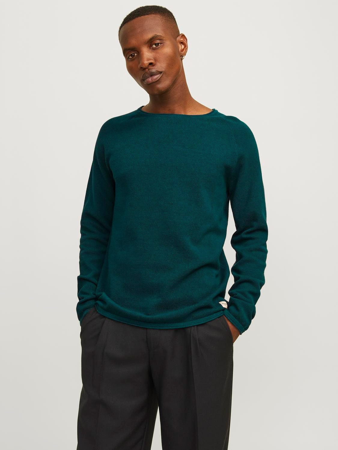 Jack & Jones Trui met ronde hals JJEHILL KNIT CREW NECK NOOS heren pullovers maat XS groen
