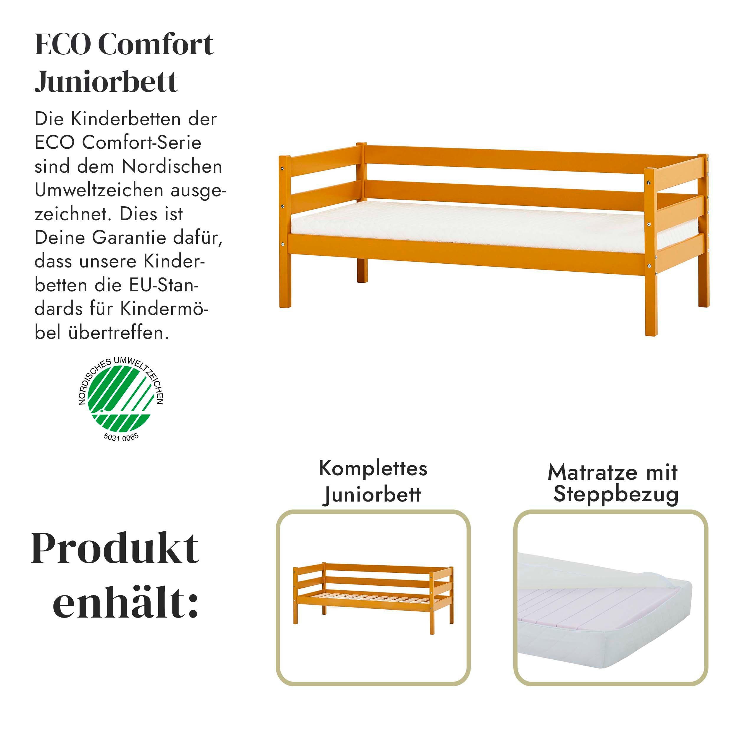Hoppekids 1-persoonsledikant ECO Comfort kinderbed, massief grenenhout, tienerbed inclusief lattenbodem (set)