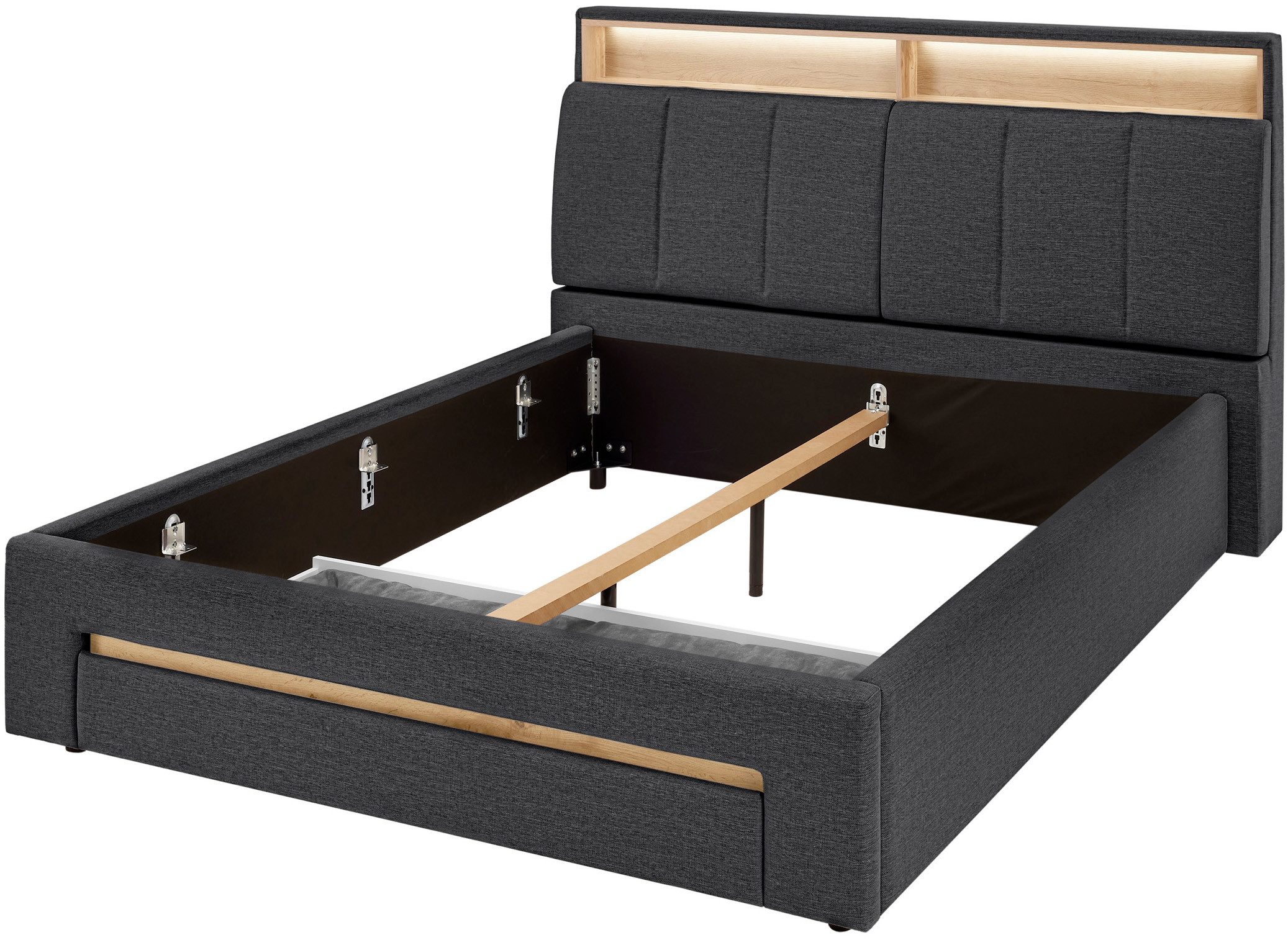 INOSIGN Gestoffeerd bed CiTY/GiRON,, gepolsterd opbergbed, met LED-verlichting Bedkisten met hondenbed of als opbergruimte, opklapbare hoofdeinden