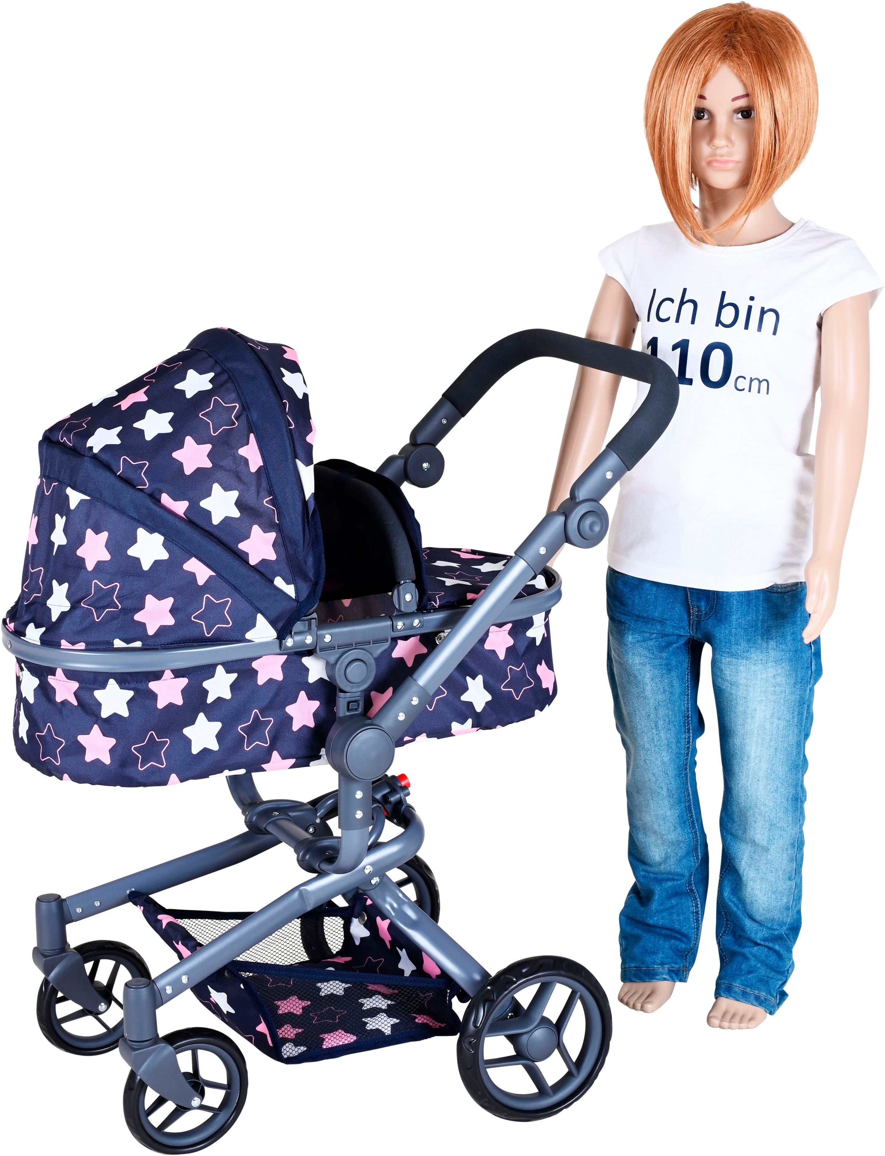 Knorrtoys® Combi-poppenwagen Boonk - star blue pink