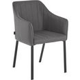 inosign stoel met armleuningen gavin met gemakkelijk te onderhouden weefstof bekleding, onderstel van metaal, zithoogte 50 cm (set, 2 stuks) grijs