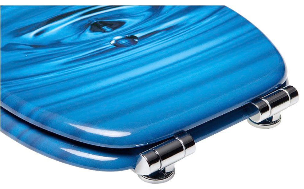 Sanilo Set badkameraccessoires Waterdruppels bestaand uit toiletzitting, badmat en wastafelplug (complete set, 3-delig)