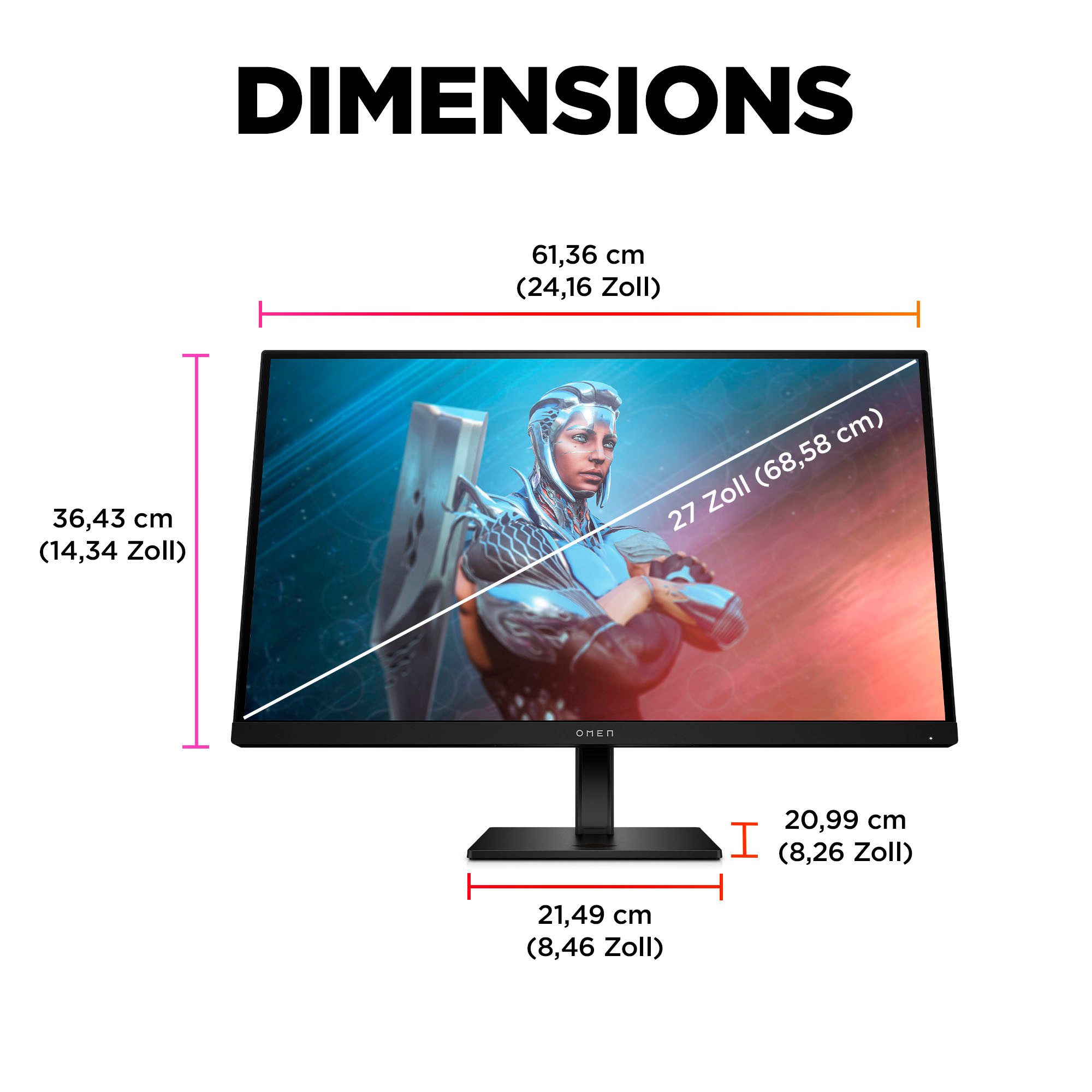 HP Gaming-monitor OMEN 27 G2 (HSD-0155-A), 69 cm / 27", Full HD