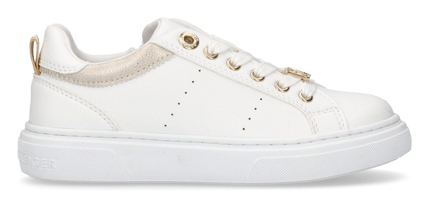 Tommy Hilfiger Sneakers glitter sneaker, plateau, veterschoen met goudkleurige details