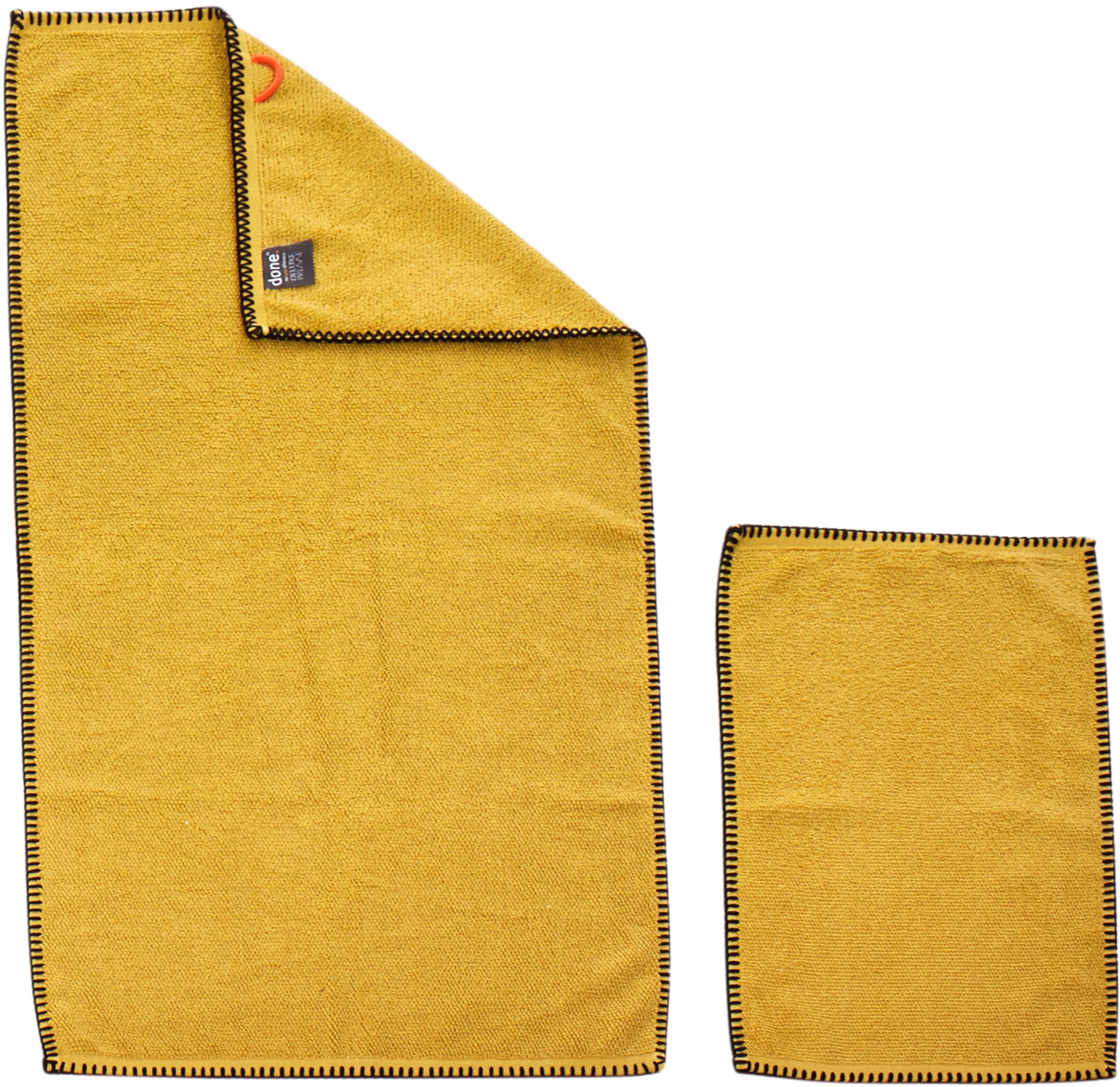 done.® Handdoekenset Deluxe Prime met afwerknaad in zwart (set, 4 stuks)