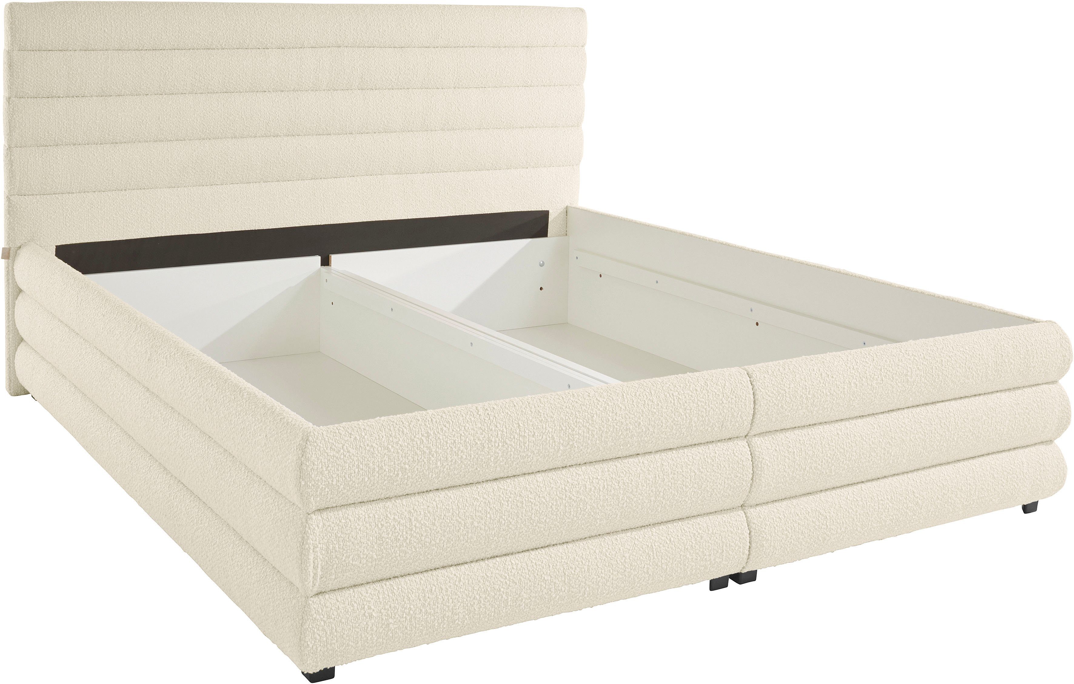 LeGer Home by Lena Gercke Gestoffeerd bed Maylis bouclé naar keuze met en zonder matras en lattenbodem, ook in 200 cm breedte