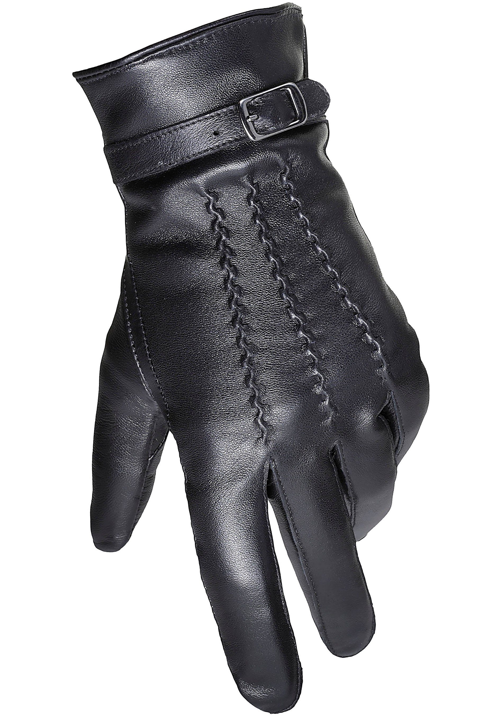 PEARLWOOD Leren handschoenen DONNA Decoratieve bies op de handrug, kleine decoratieve sluiting