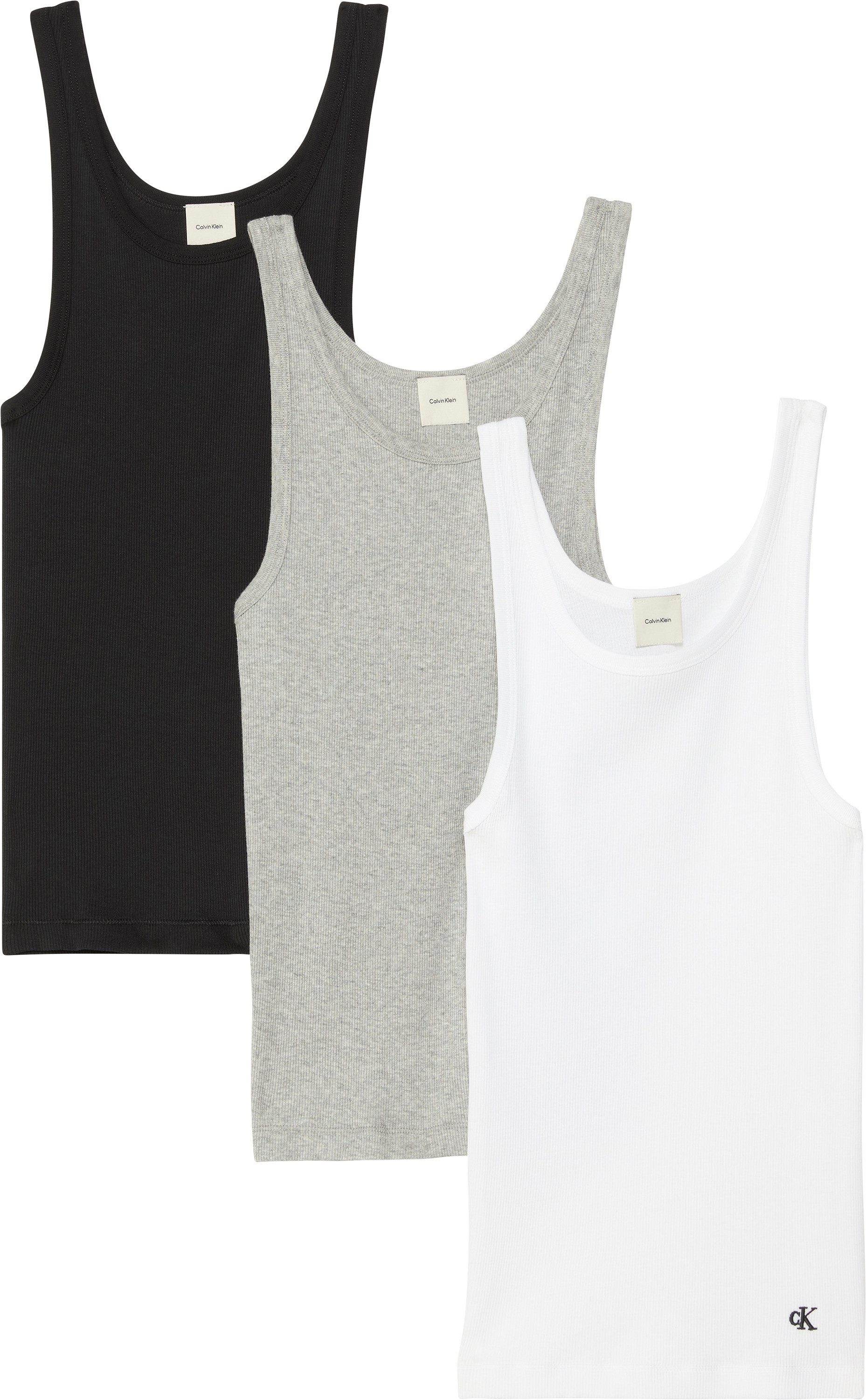 Calvin Klein Tanktop SCOOP NECK COTTON TANK 3PK (3-delig, Set van 3)