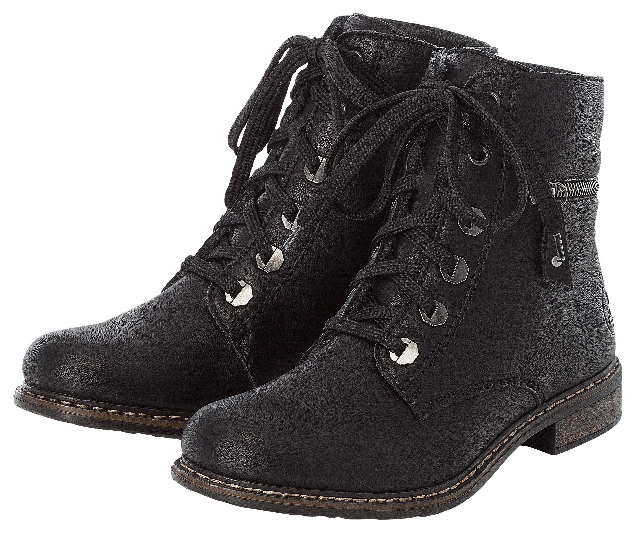 Rieker Hoge veterschoenen veterschoen, blokhak, met decoratieve rits aan de buitenkant