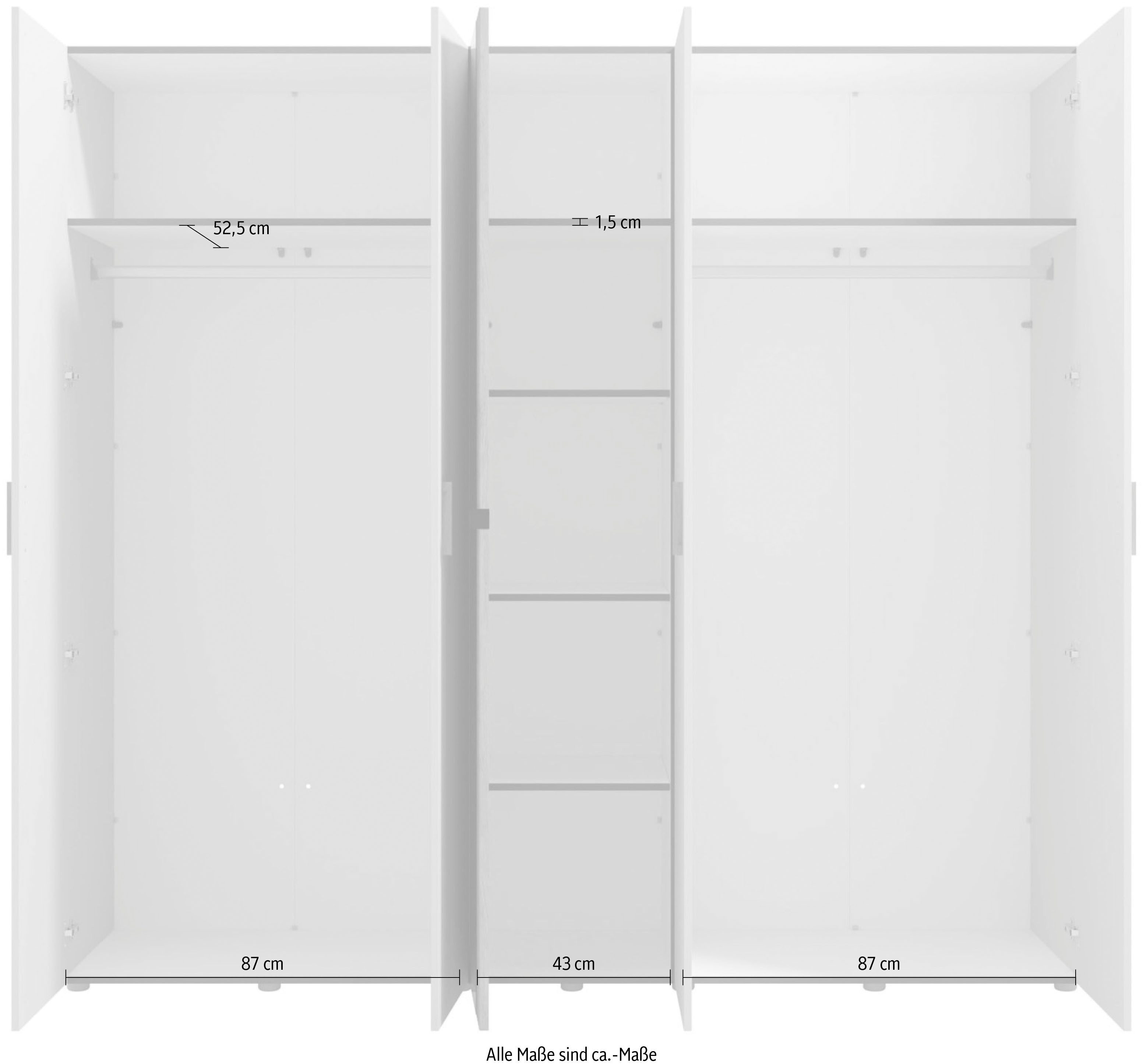 Home affaire Kledingkast Belfort, slaapkamerkast met spiegel 5-deurs linnenkast 225x56x208, fsc®-gecertificeerd houtmateriaal, trendkleur cashmere