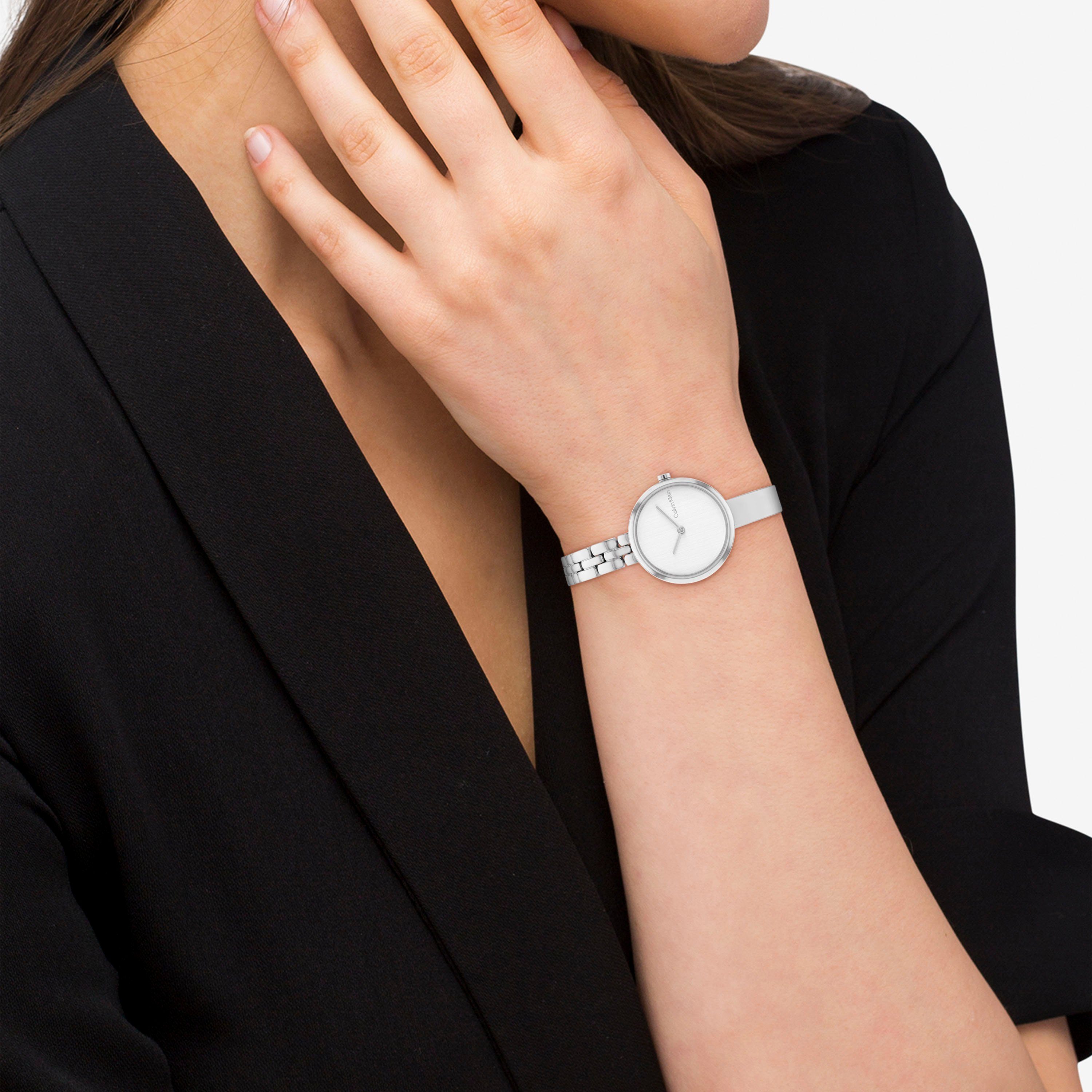 Calvin Klein Kwartshorloge SCULPTURAL Polshorloge, dameshorloge, mineraalglas, roestvrijstalen armband