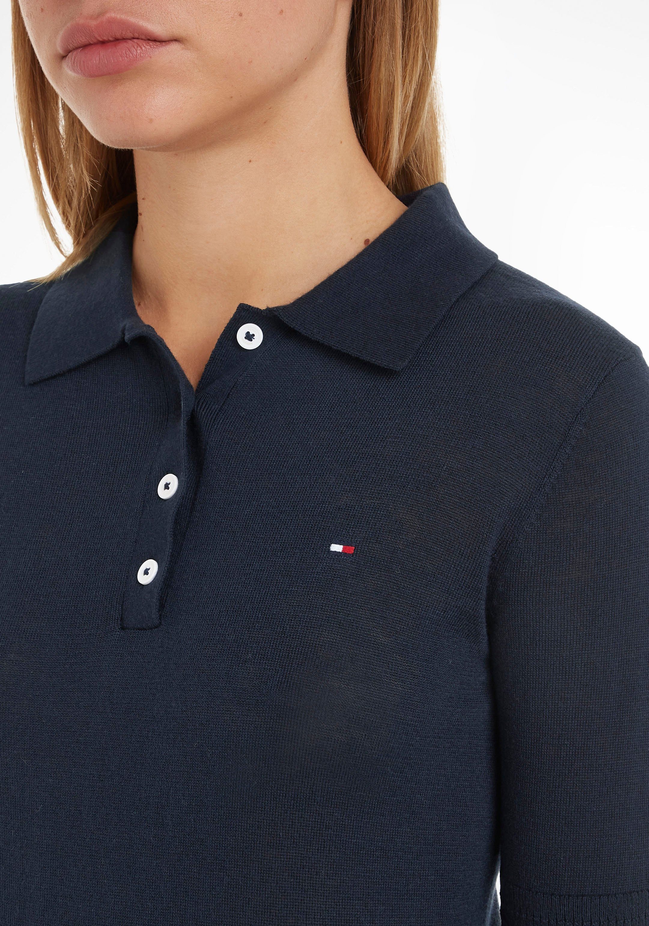 Tommy Hilfiger Trui met polokraag BUTTON POLO SS TOP met logo op borsthoogte